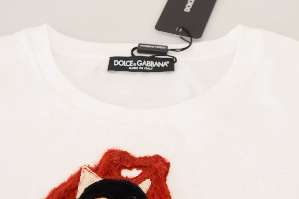 Dolce & Gabbana T-Shirt Top Weiß Strukturiert Kurzarm