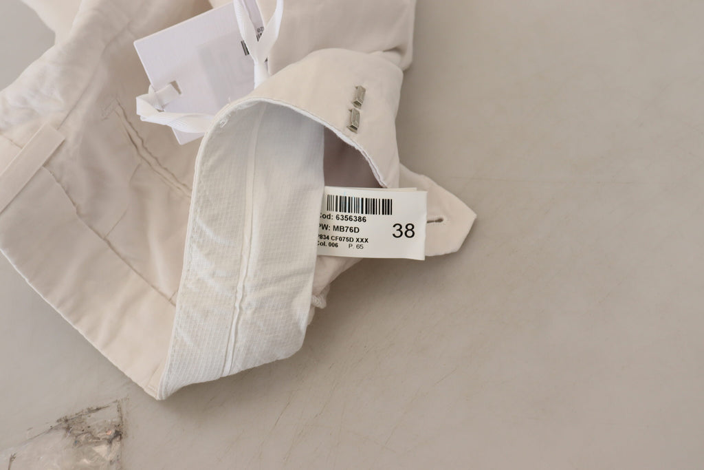 Dondup Weiße konisch zulaufende Damenhose mit hoher Taille