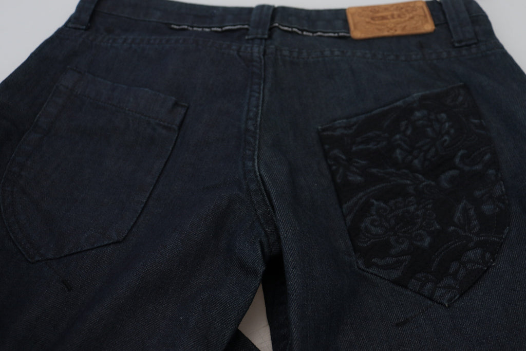 Exte Dunkelblaue Straight Fit Denim-Jeans mit niedriger Taille für Frauen