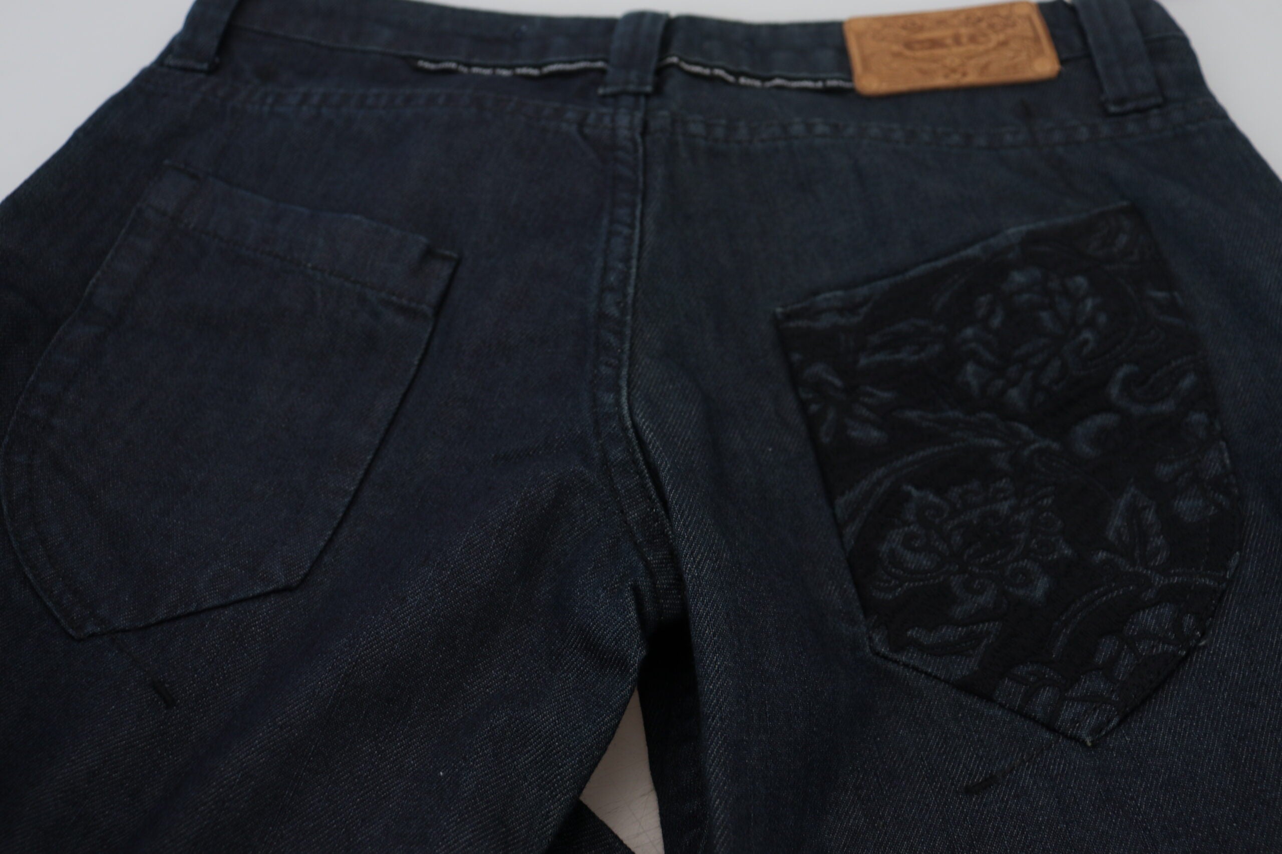 Exte Dunkelblaue Straight Fit Denim-Jeans mit niedriger Taille für Frauen