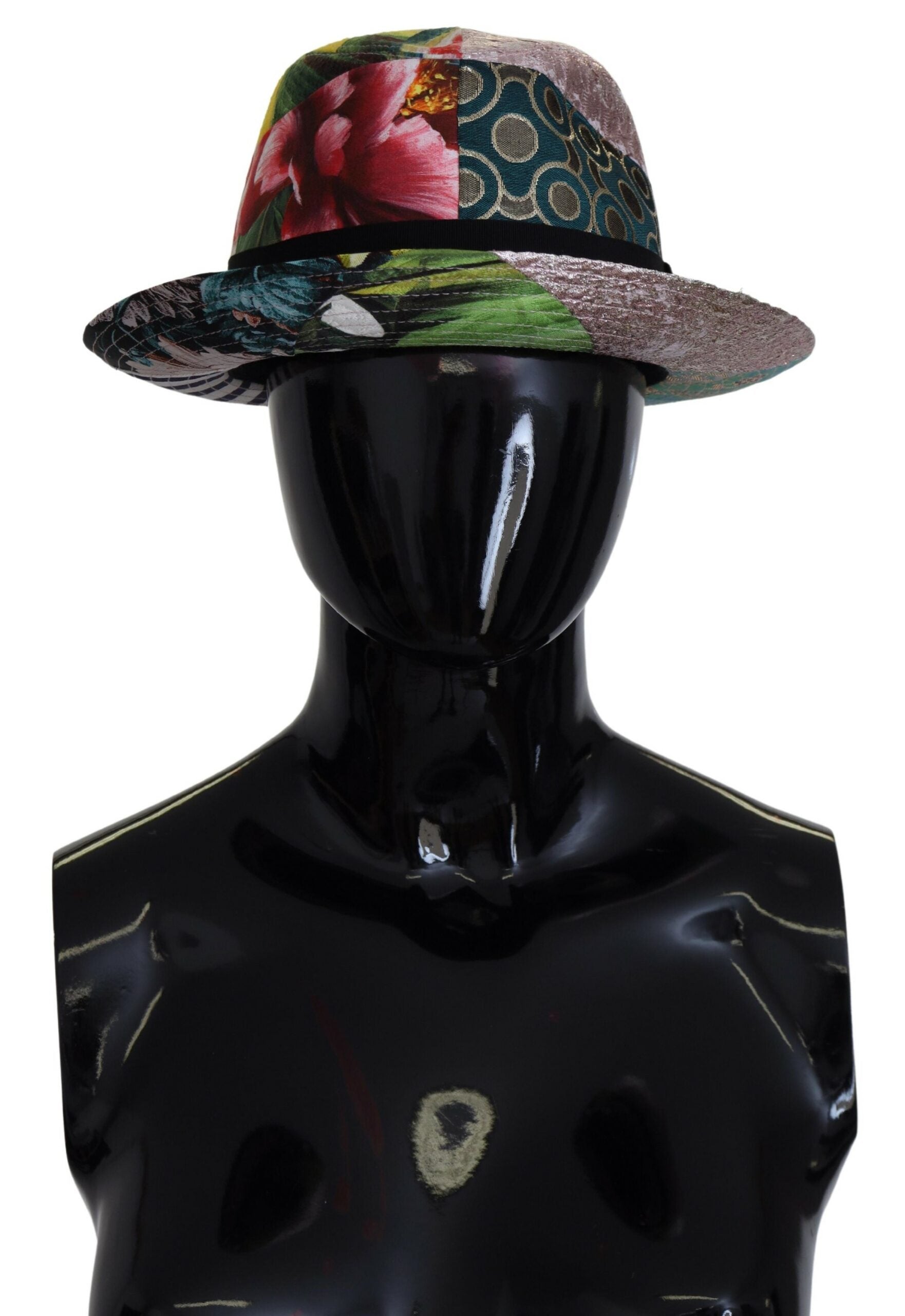 Dolce & Gabbana Multicolor Patchwork Frauen Fedora breite Krempe Hut