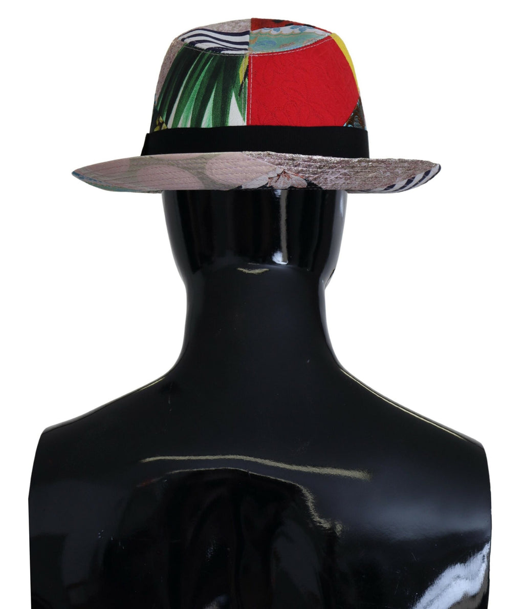 Dolce & Gabbana Multicolor Patchwork Frauen Fedora breite Krempe Hut