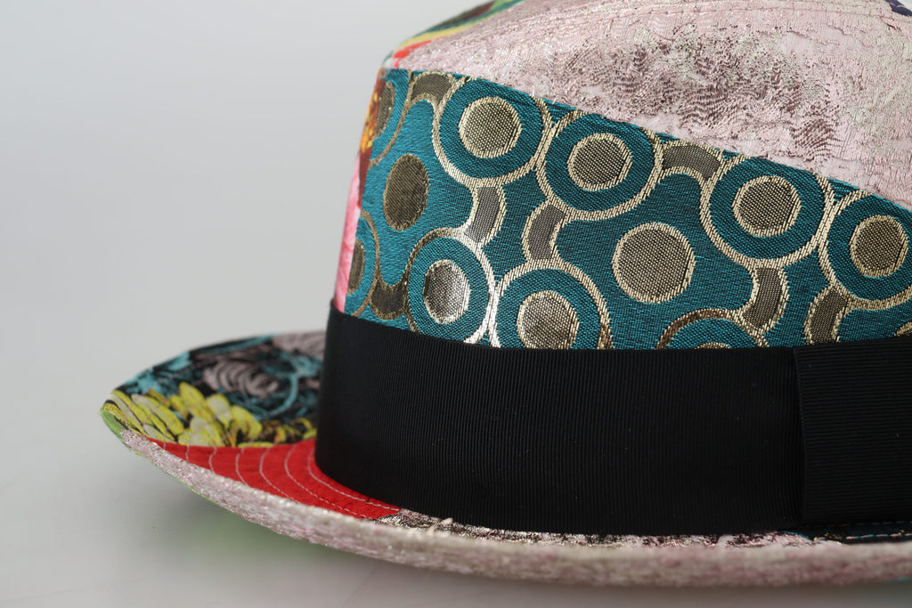 Dolce & Gabbana Multicolor Patchwork Frauen Fedora breite Krempe Hut