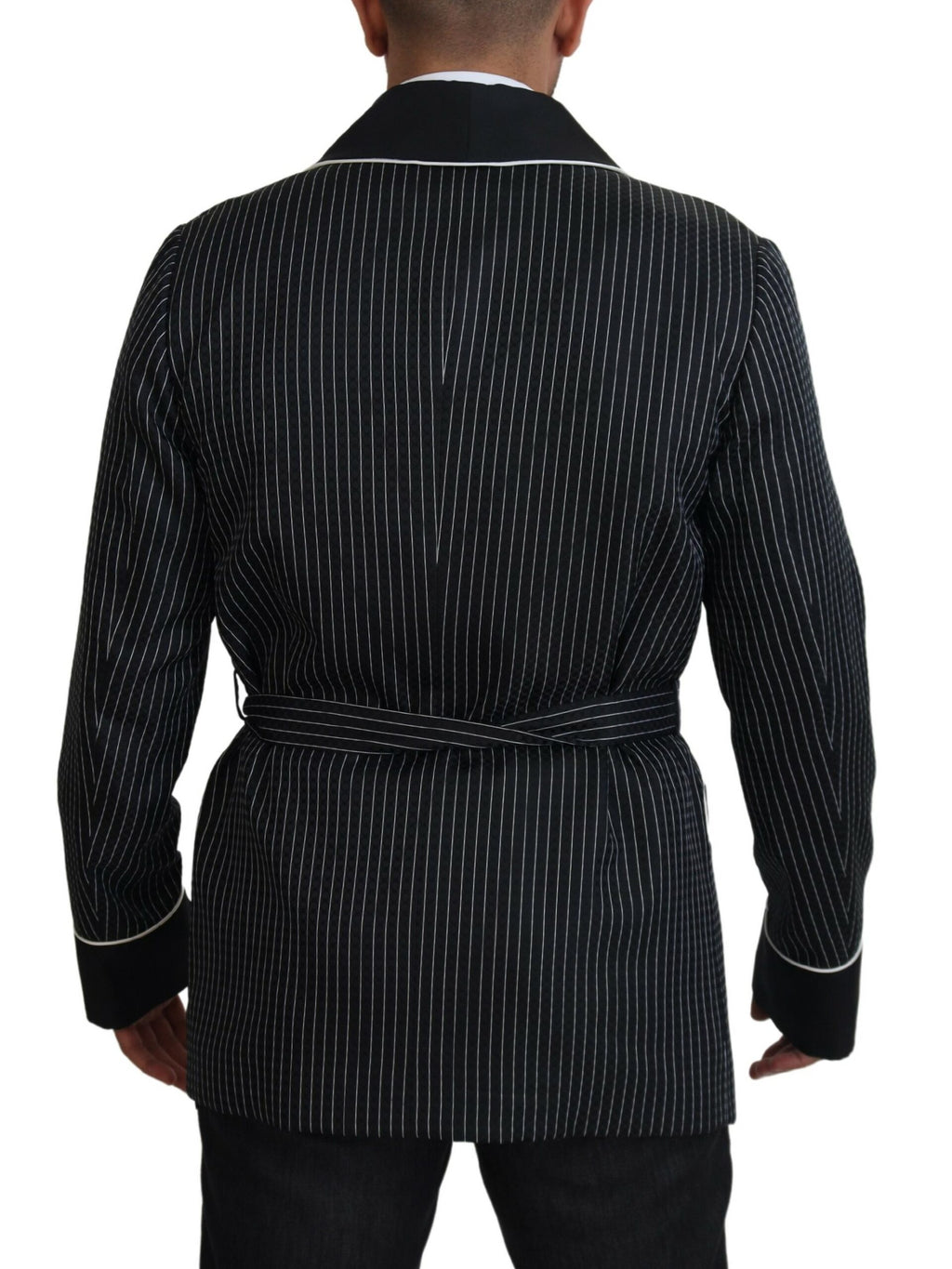 Dolce & Gabbana Schwarze Robe Gestreifte DG Patch Jacke Männer Blazer