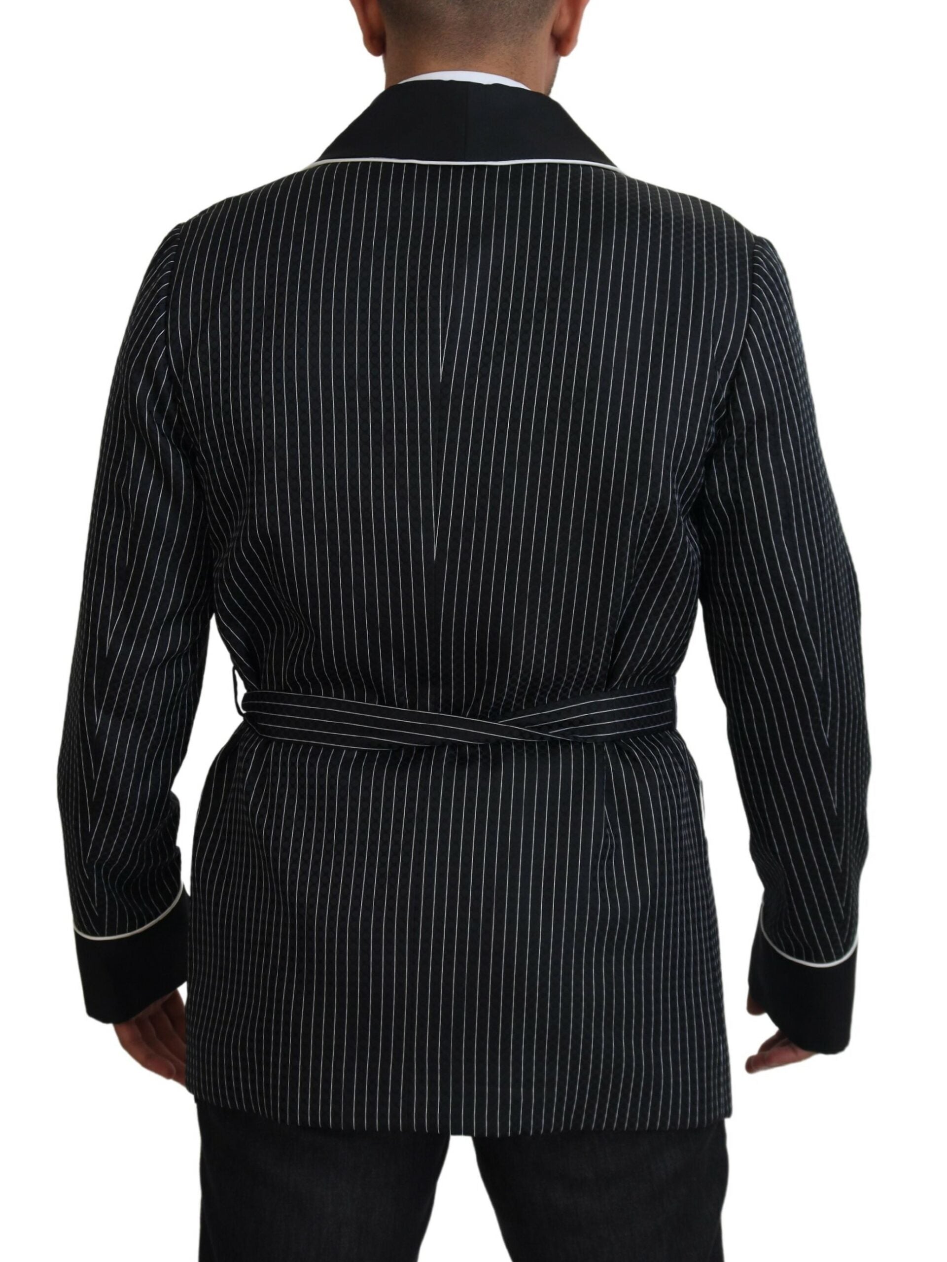 Dolce & Gabbana Schwarze Robe Gestreifte DG Patch Jacke Männer Blazer