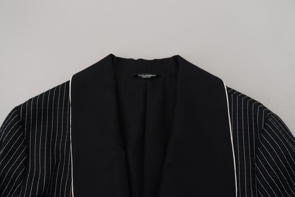 Dolce & Gabbana Schwarze Robe Gestreifte DG Patch Jacke Männer Blazer