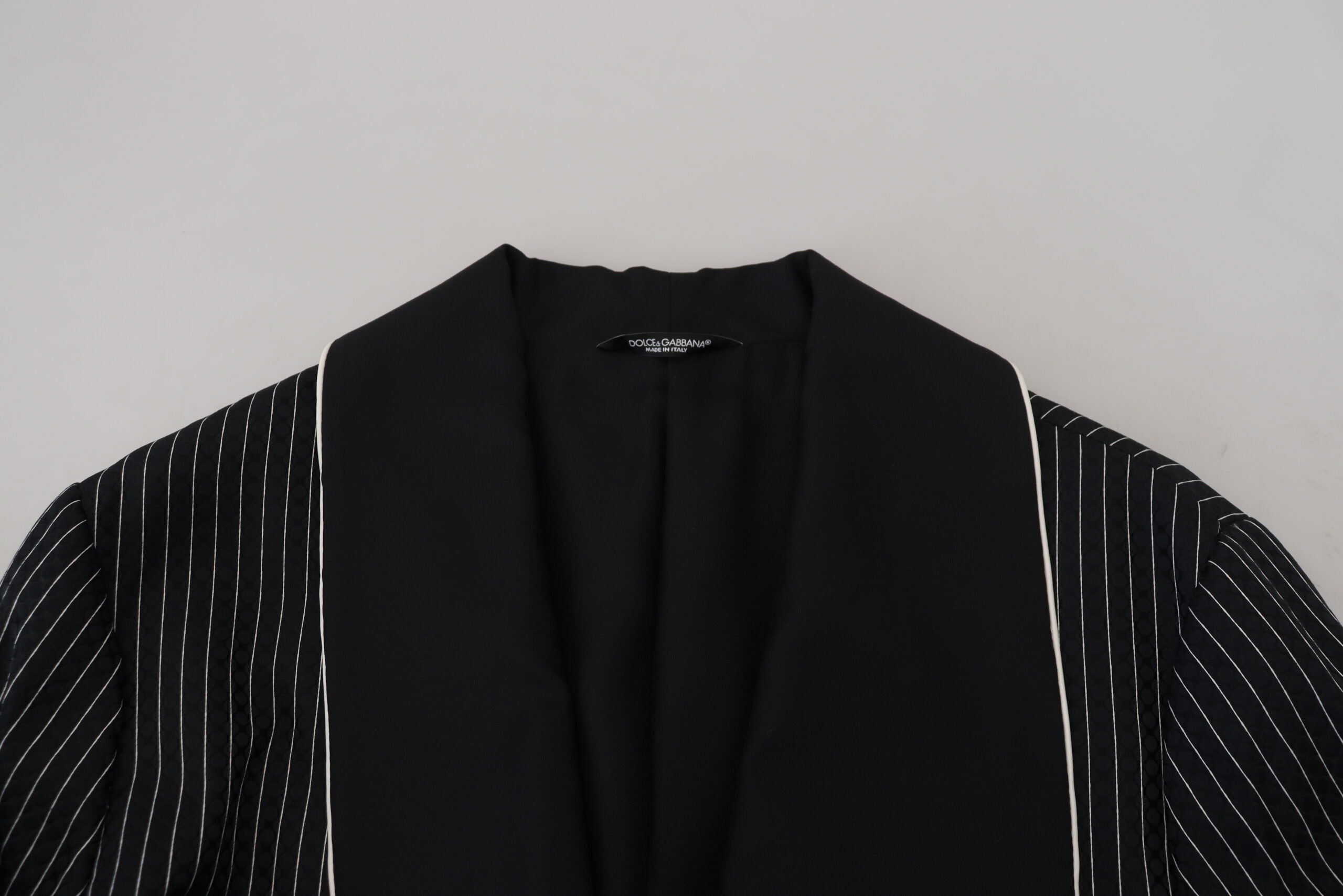 Dolce & Gabbana Schwarze Robe Gestreifte DG Patch Jacke Männer Blazer