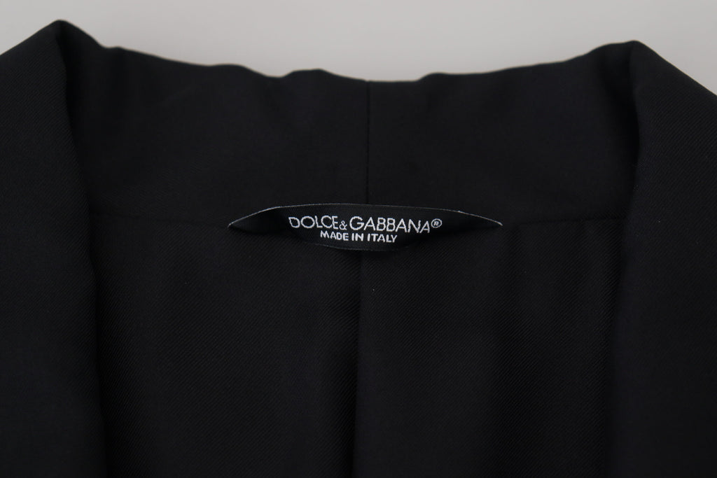 Dolce & Gabbana Schwarze Robe Gestreifte DG Patch Jacke Männer Blazer
