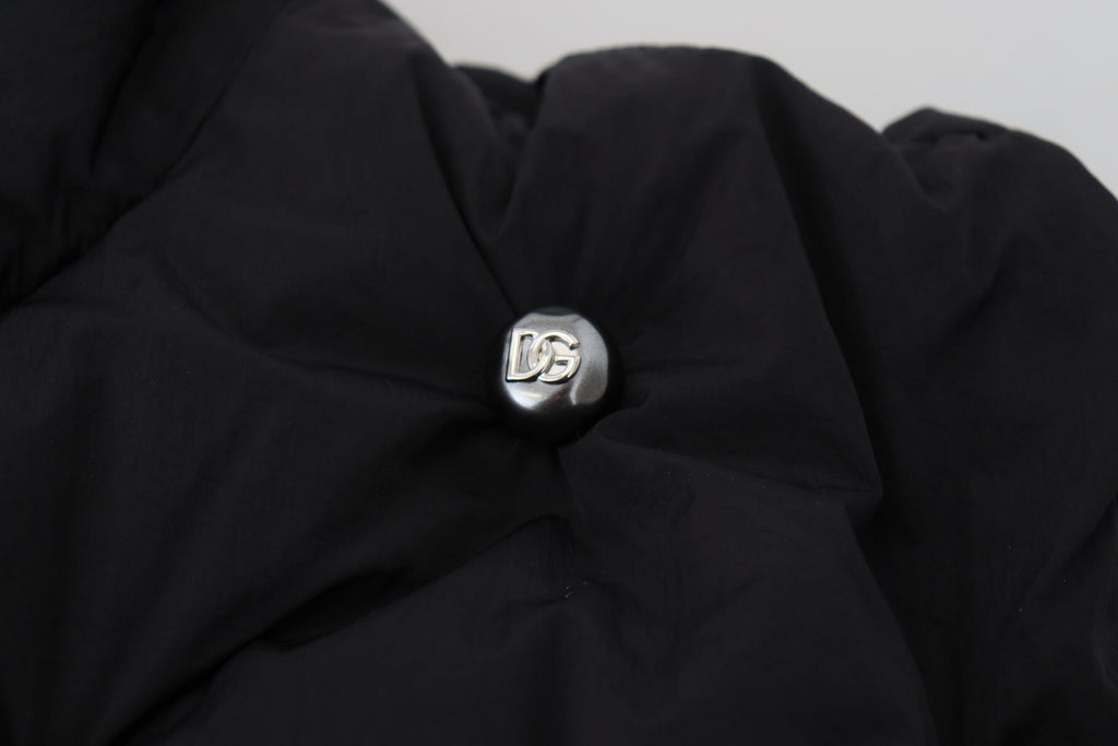 Dolce & Gabbana Schwarze ärmellose DG Jacke mit Metallverzierung