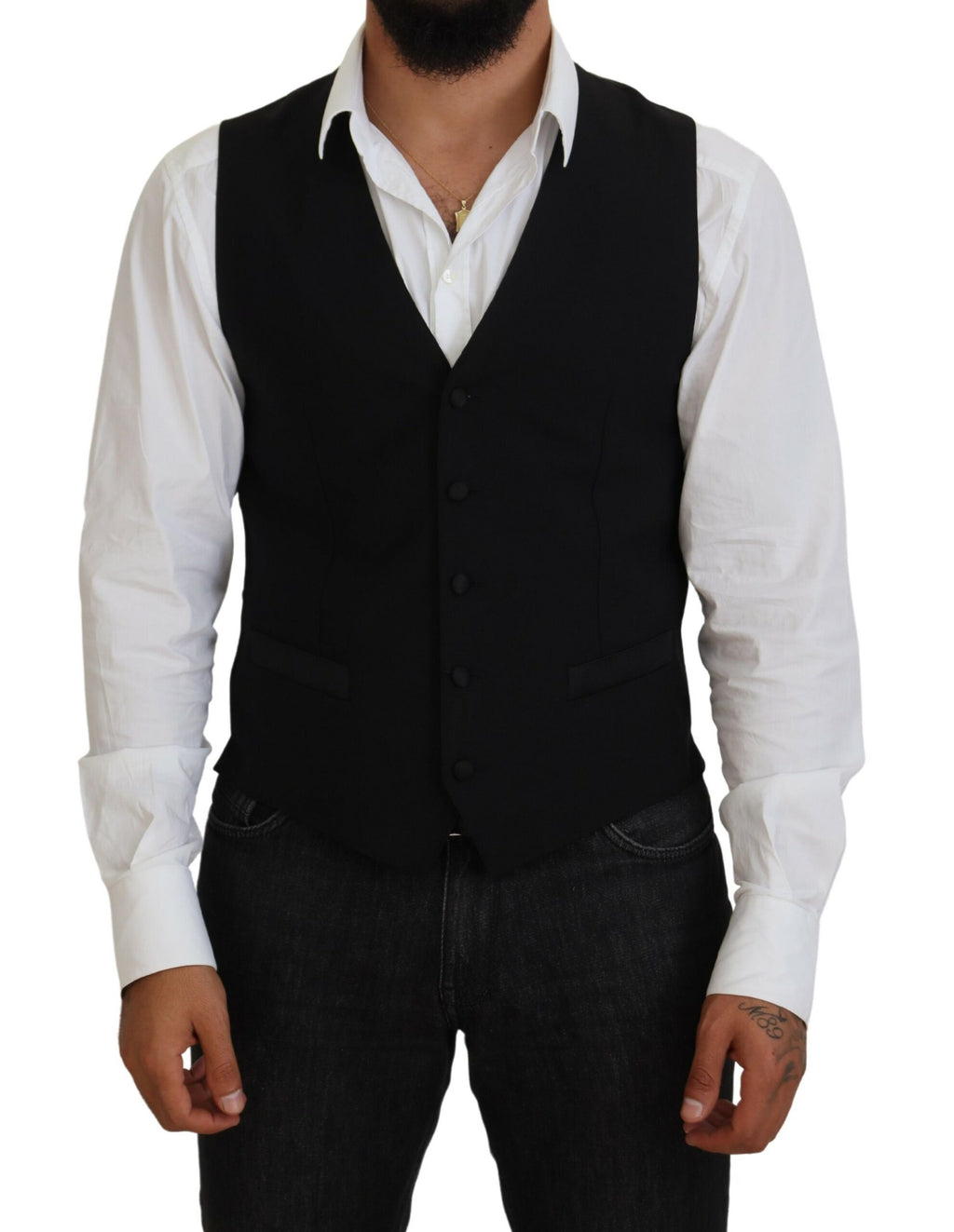 Dolce & Gabbana Schwarze Schurwollweste Formelle Weste