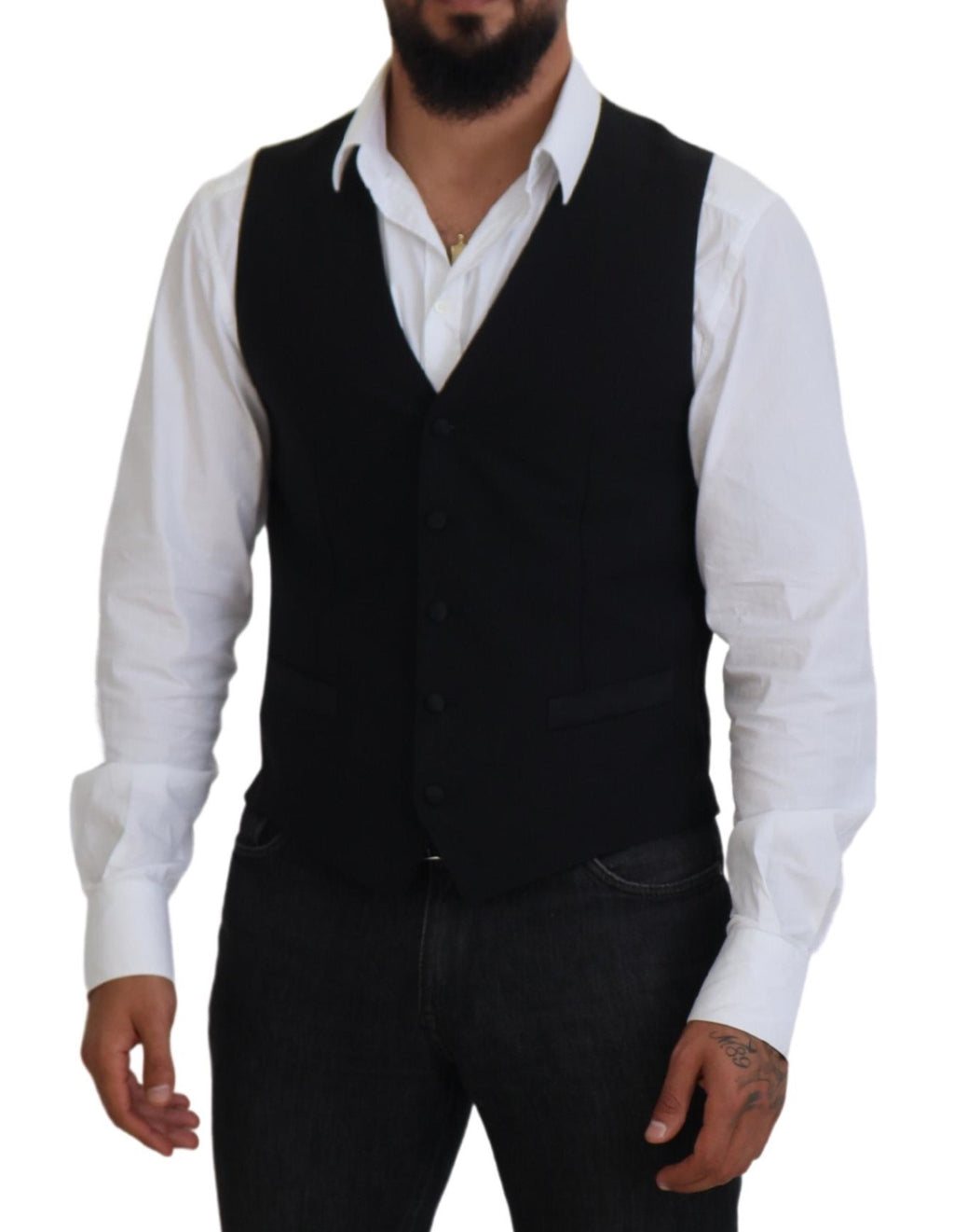 Dolce & Gabbana Schwarze Schurwollweste Formelle Weste