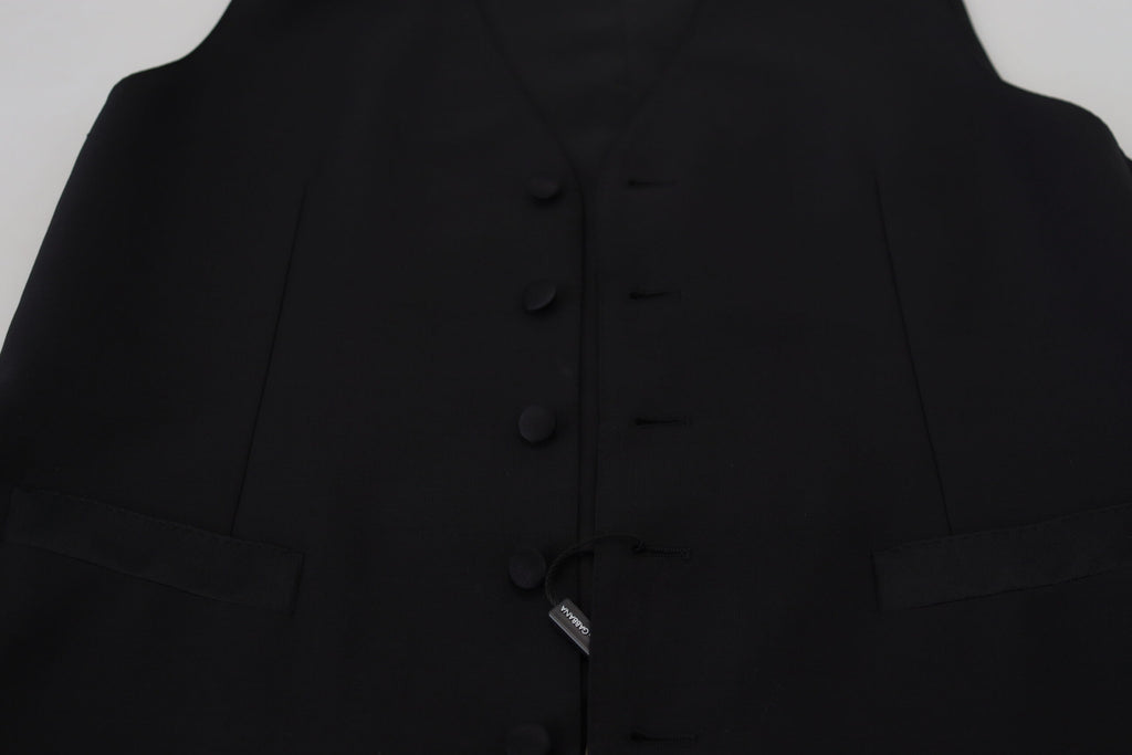 Dolce & Gabbana Schwarze Schurwollweste Formelle Weste