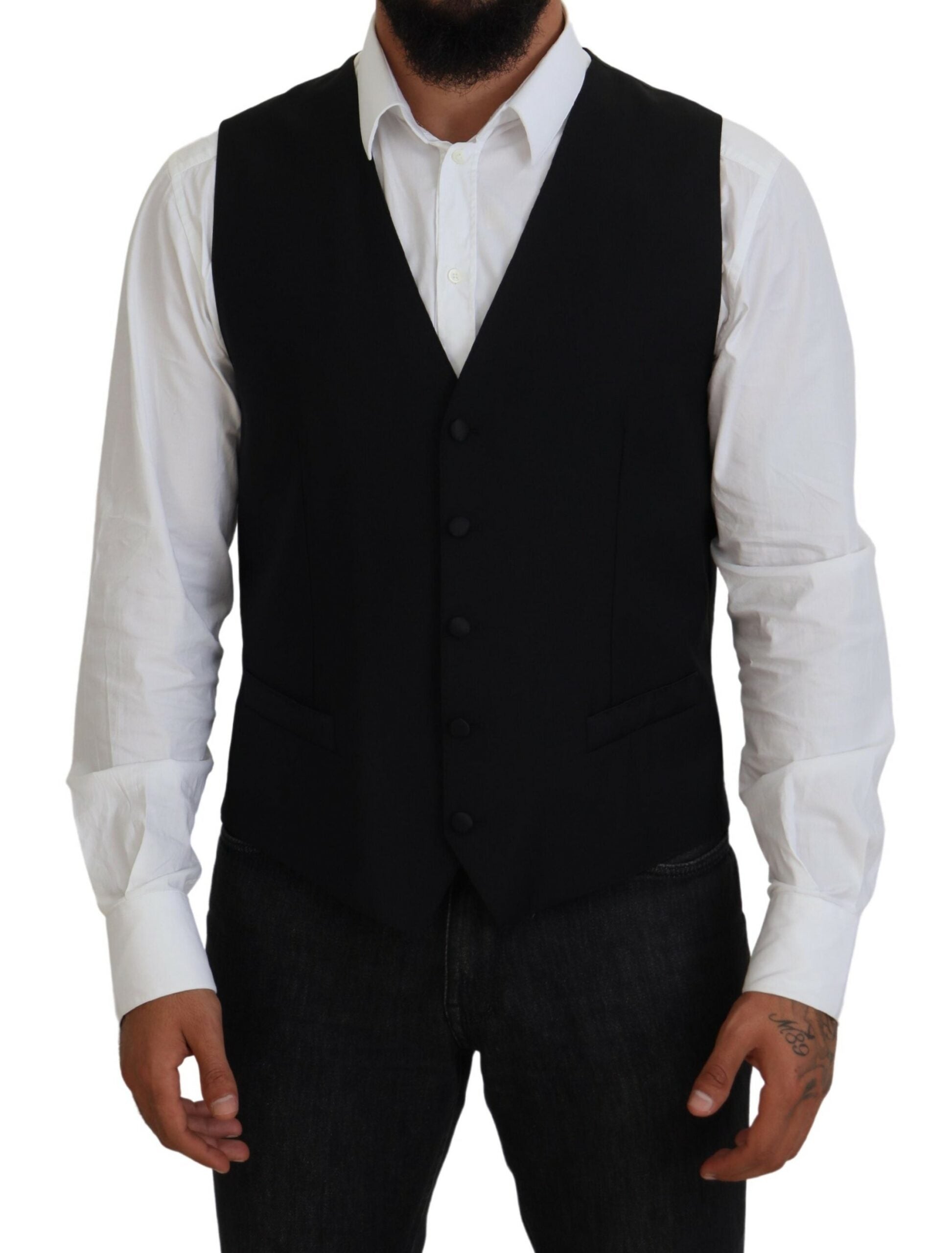 Dolce & Gabbana Schwarze Schurwollweste Formelle Weste
