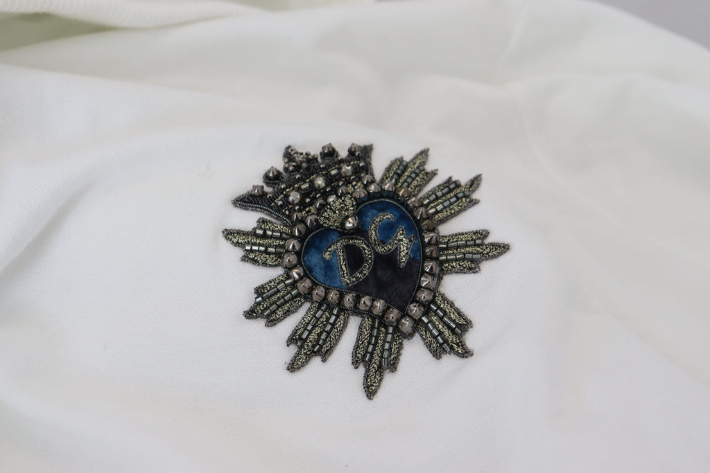 Dolce & Gabbana Weißes Baumwoll-Sweatshirt mit Kapuze Logo-Pullover