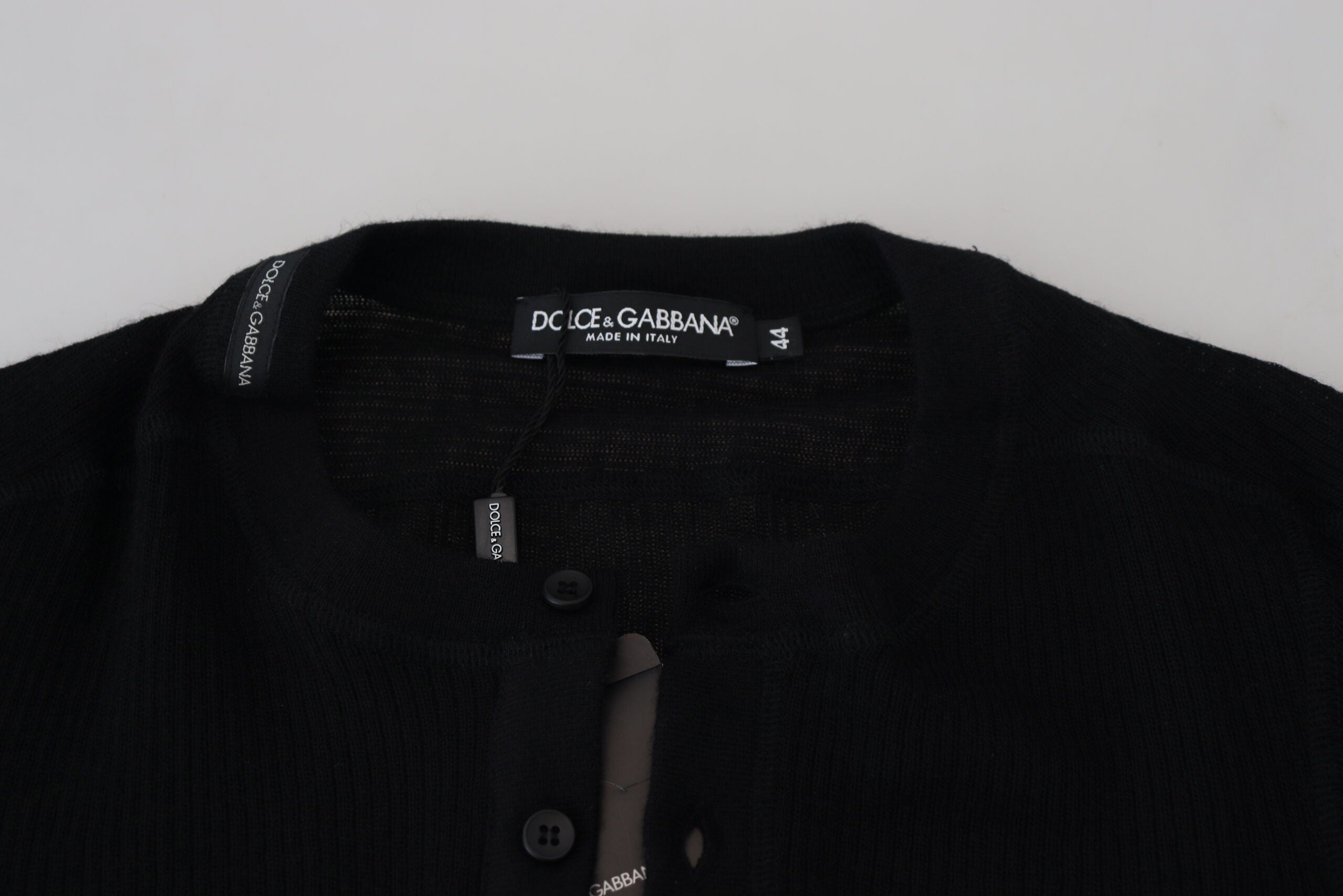 Dolce & Gabbana Schwarzer Kaschmir-Knopf-Pullover