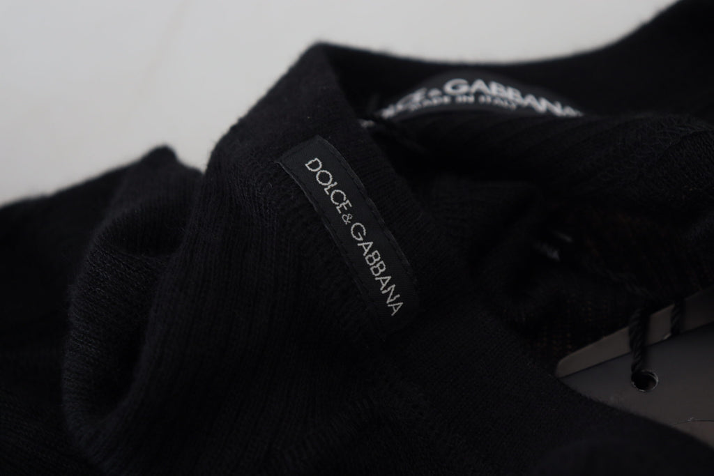Dolce & Gabbana Schwarzer Kaschmir-Knopf-Pullover