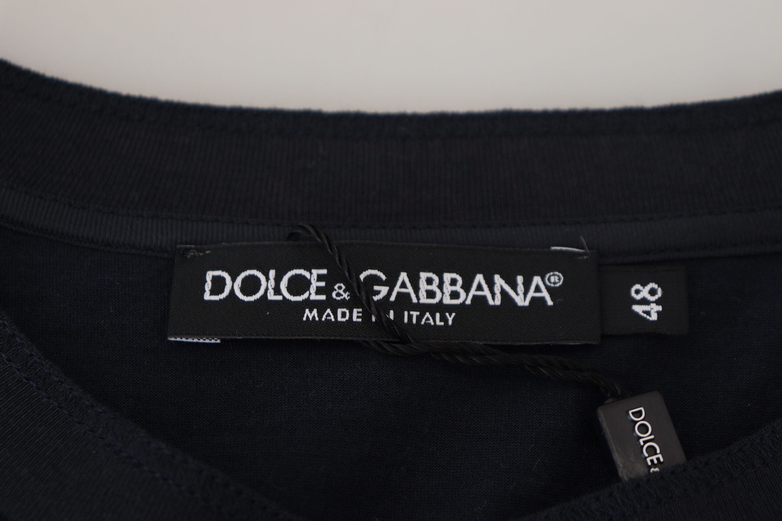 Dolce & Gabbana Blauer Baumwoll-Pullover mit Rundhalsausschnitt