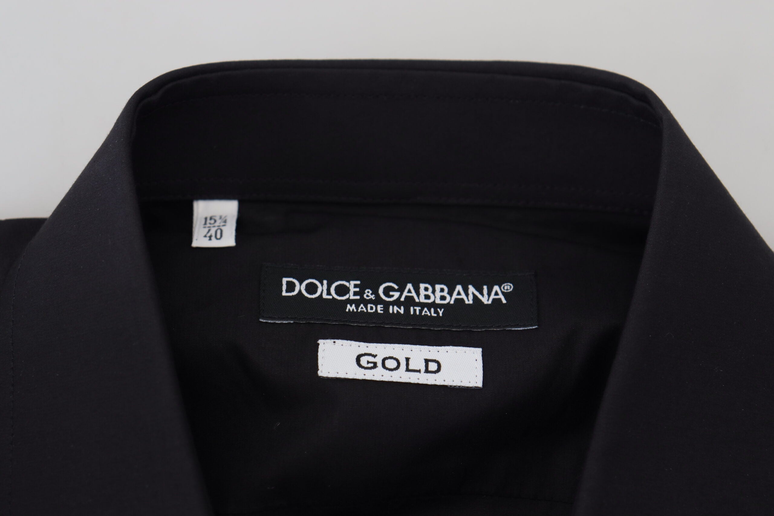 Dolce & Gabbana Schwarz Floral Stickerei Männer Lange Ärmel GOLD Hemd