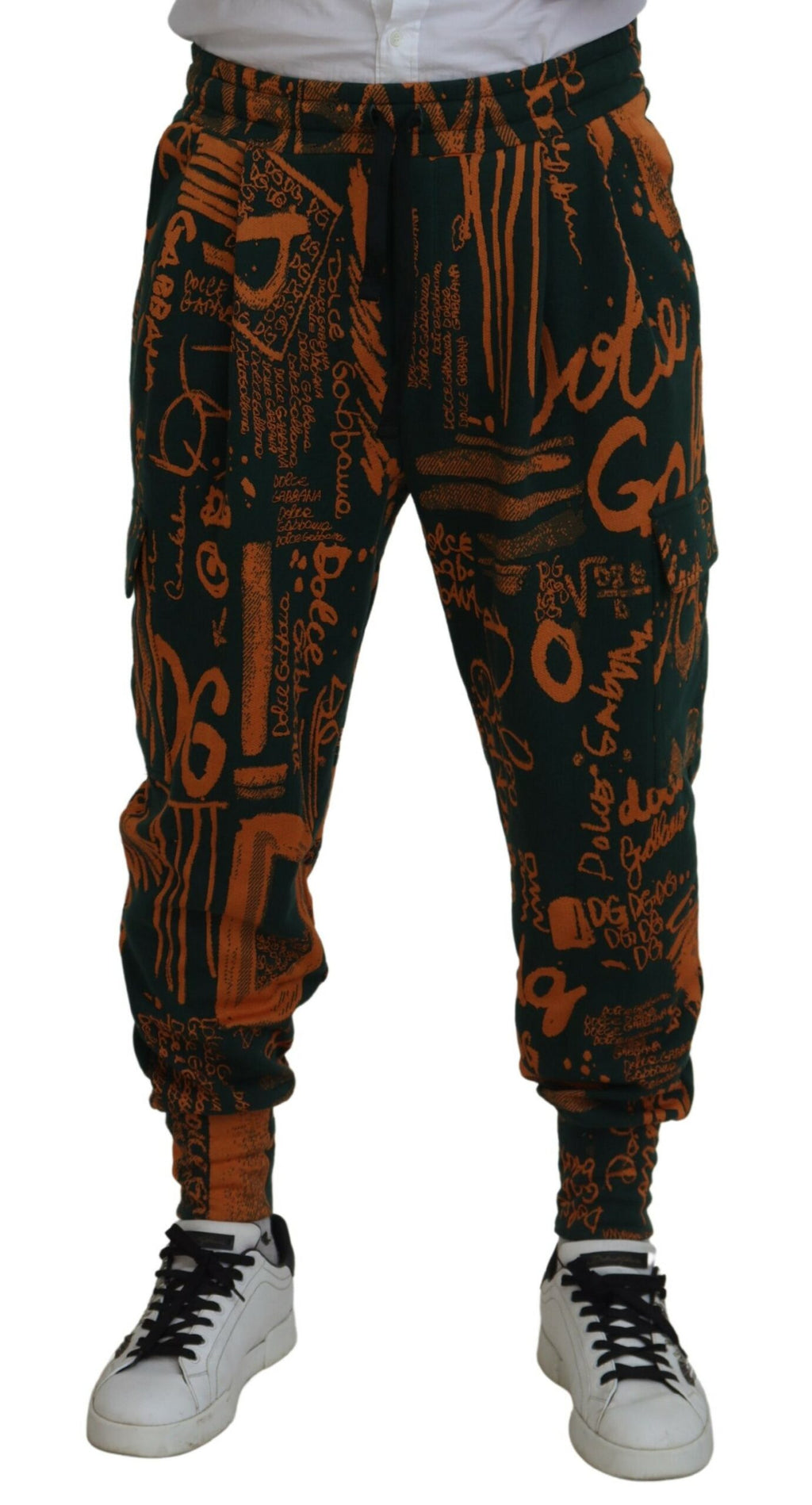 Dolce & Gabbana Mehrfarbige Cargo-Jogger-Hose mit Logodruck aus Seide