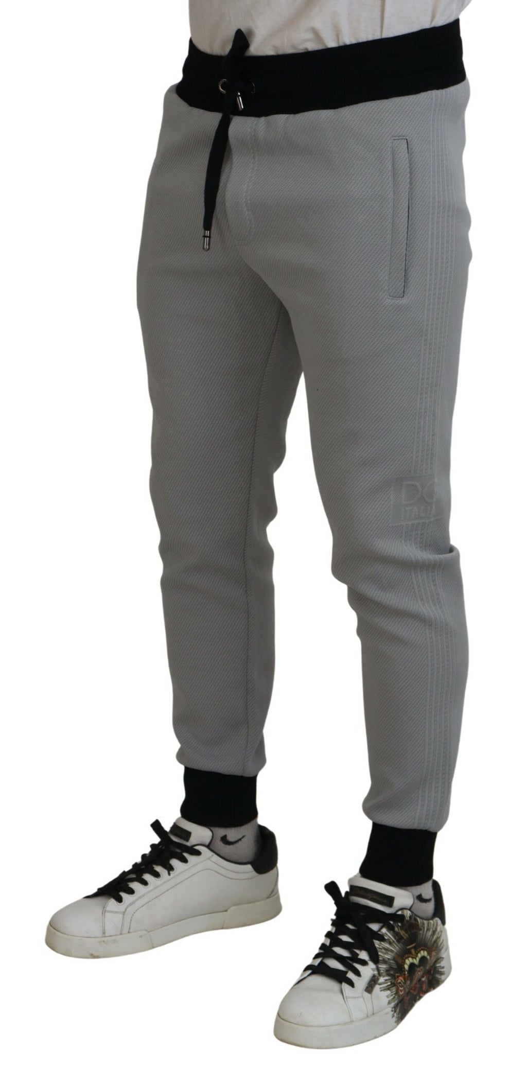 Dolce & Gabbana Graue Polyester-Sweatpants Jogger-Hose