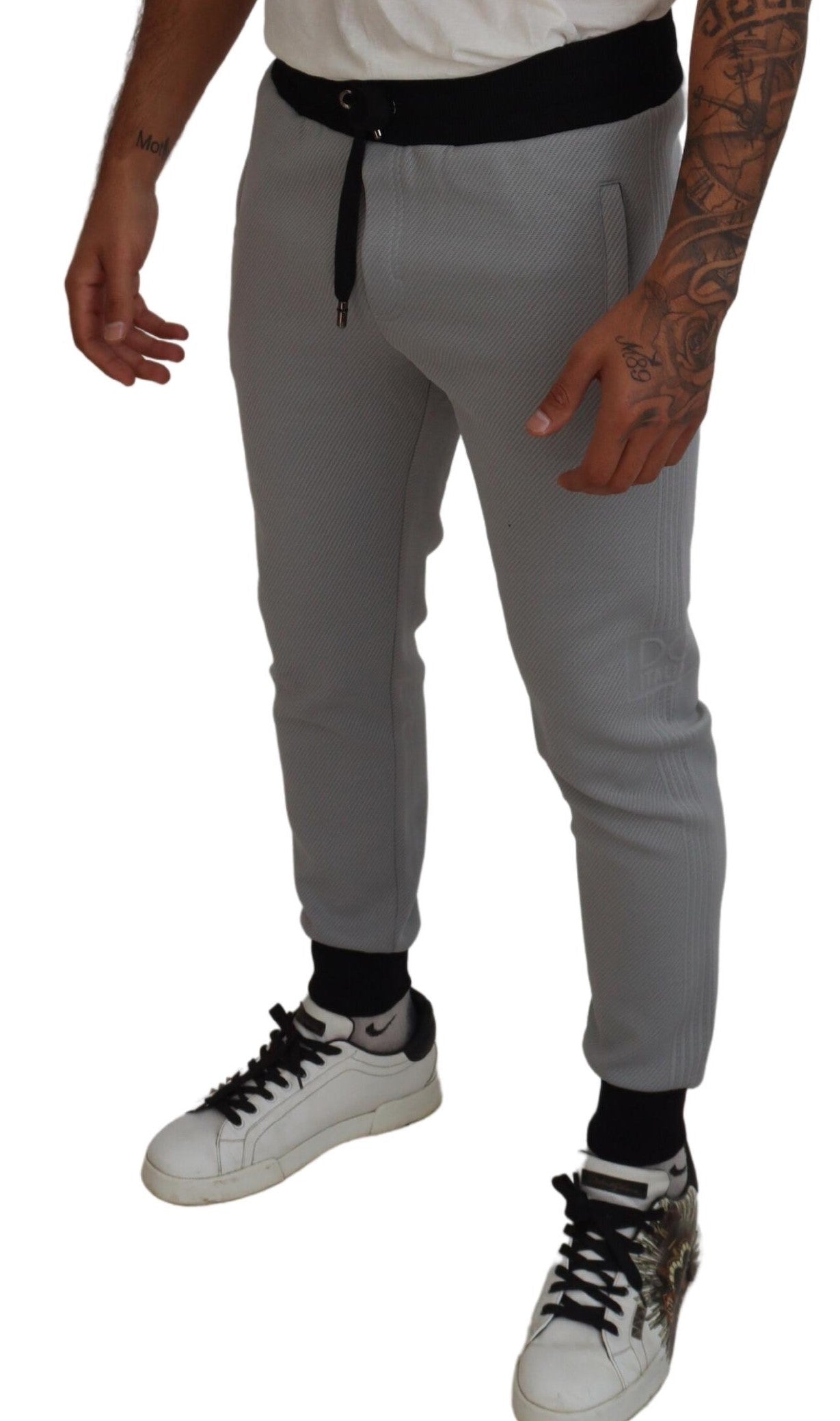 Dolce & Gabbana Graue Polyester-Sweatpants Jogger-Hose