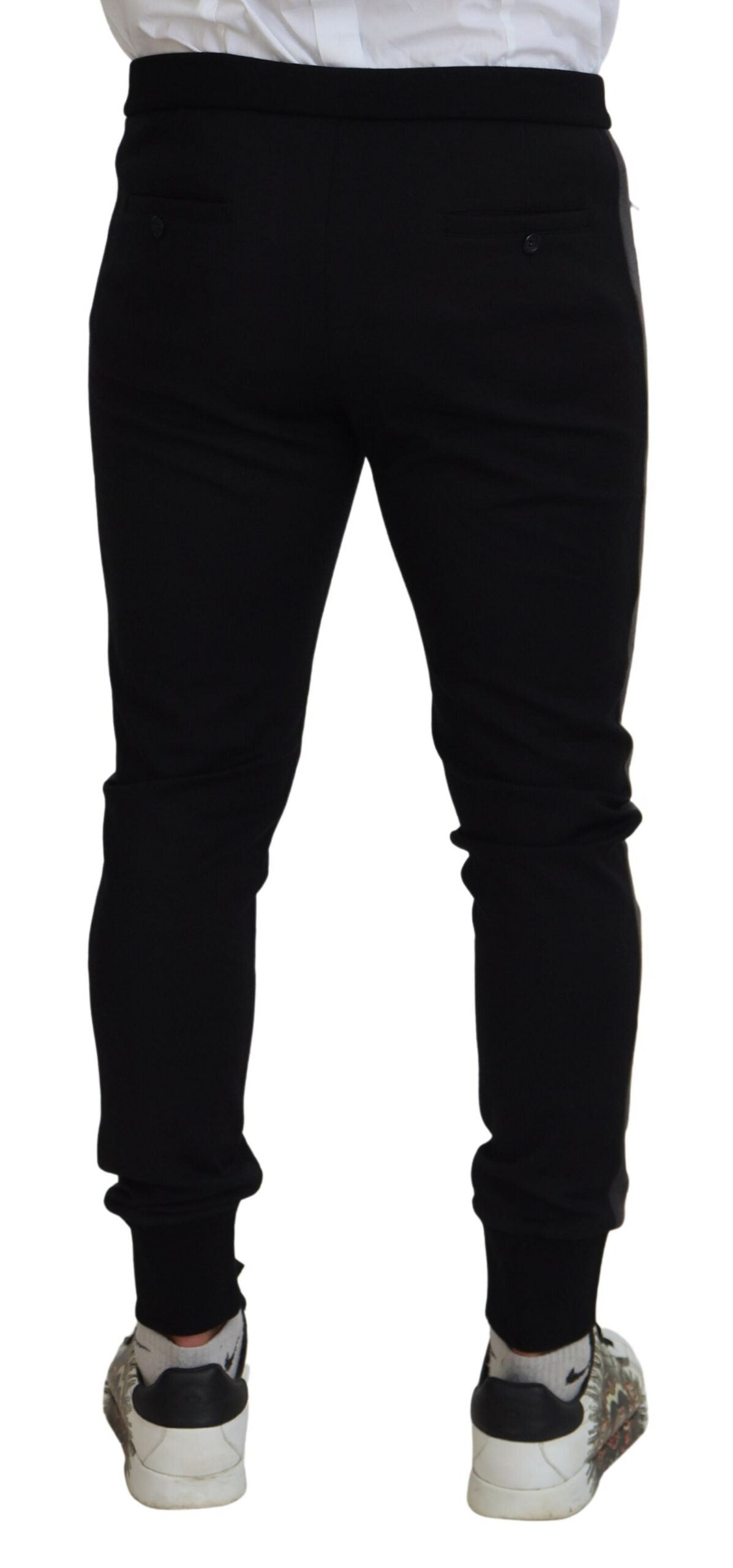 Dolce & Gabbana Schwarze Woll-Hufeisen-Jogger-Hose