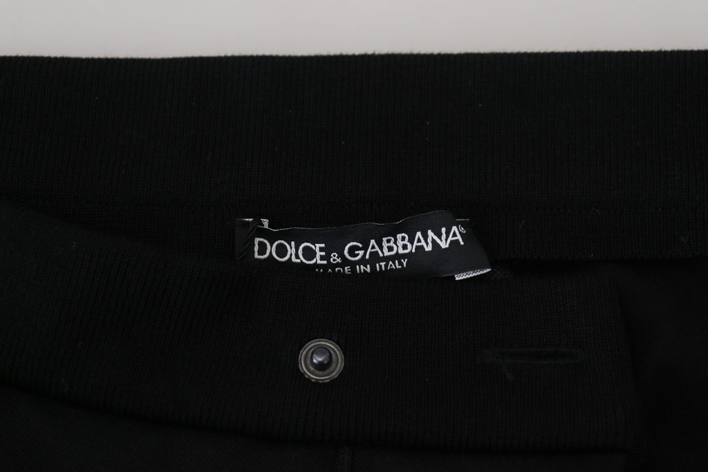 Dolce & Gabbana Schwarze Woll-Hufeisen-Jogger-Hose