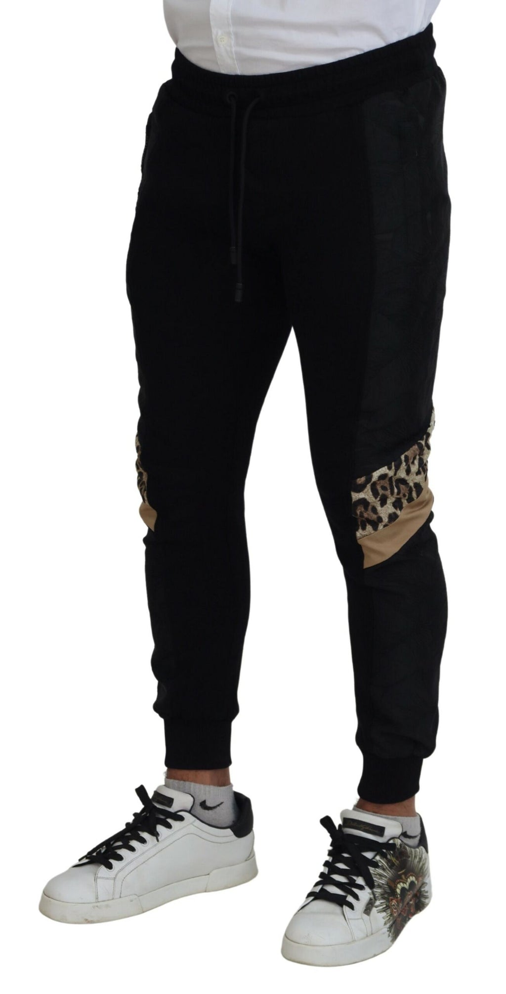 Dolce & Gabbana Schwarze Polyester Skinny Jogger Herren Hosen