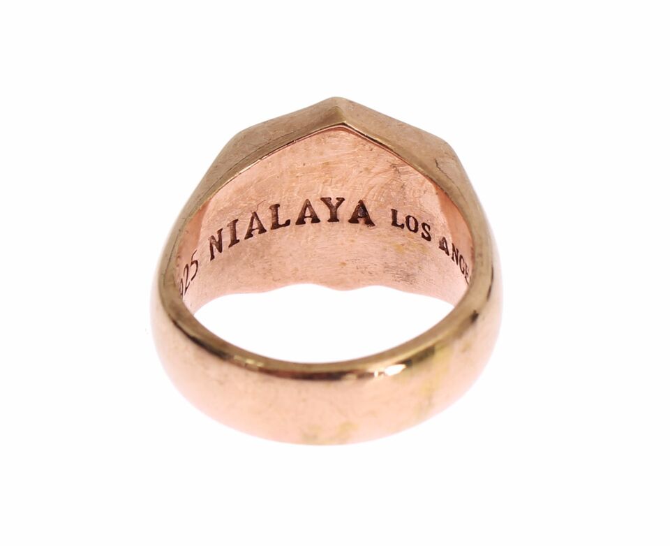 Nialaya Rosa Gold 925 Silber Authentic Clear Ring