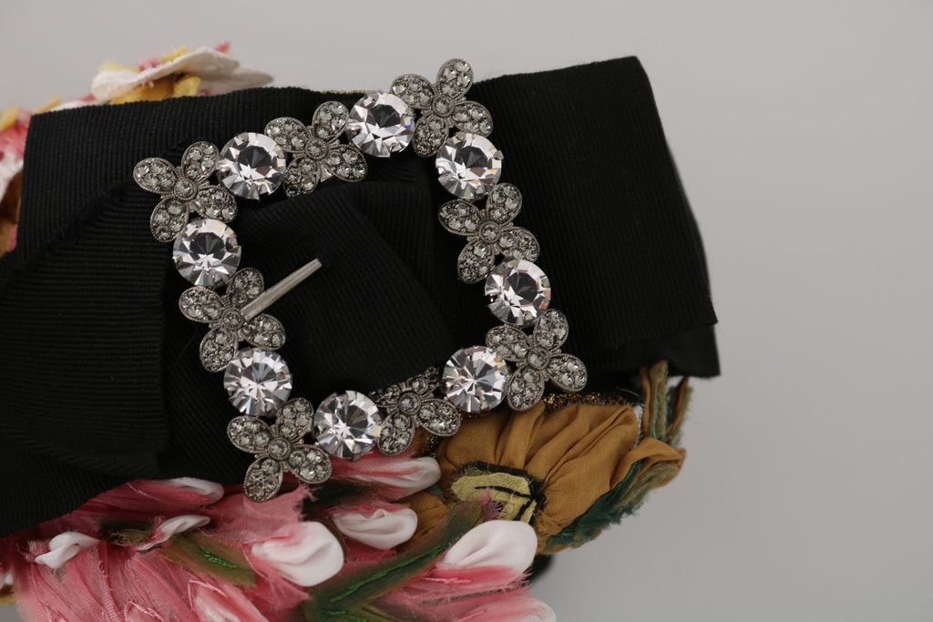 Dolce & Gabbana Multicolor Tiara Floral Kristall Schleife Diadem Stirnband