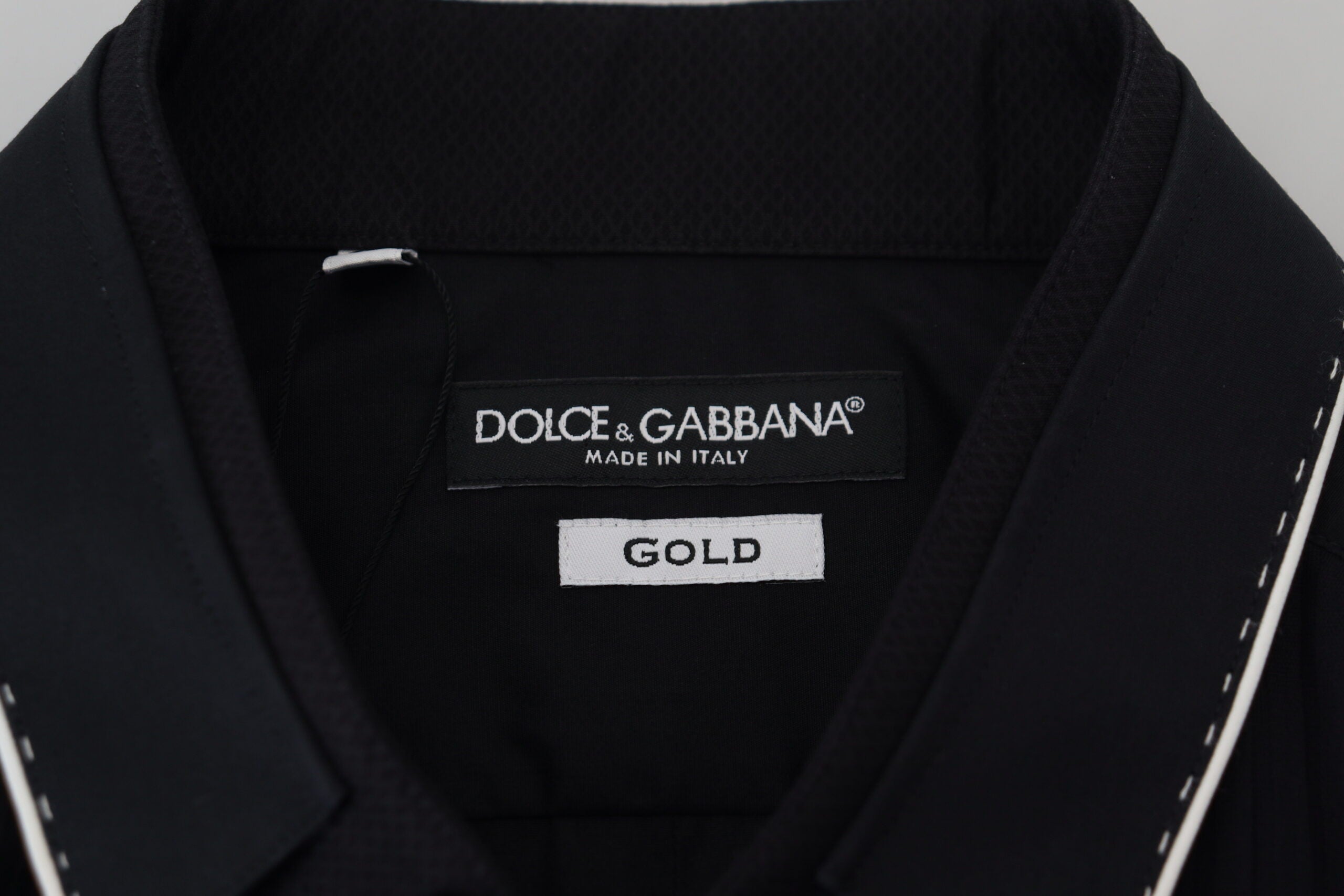 Dolce & Gabbana GOLD Schwarzes Smokinghemd aus Baumwolle