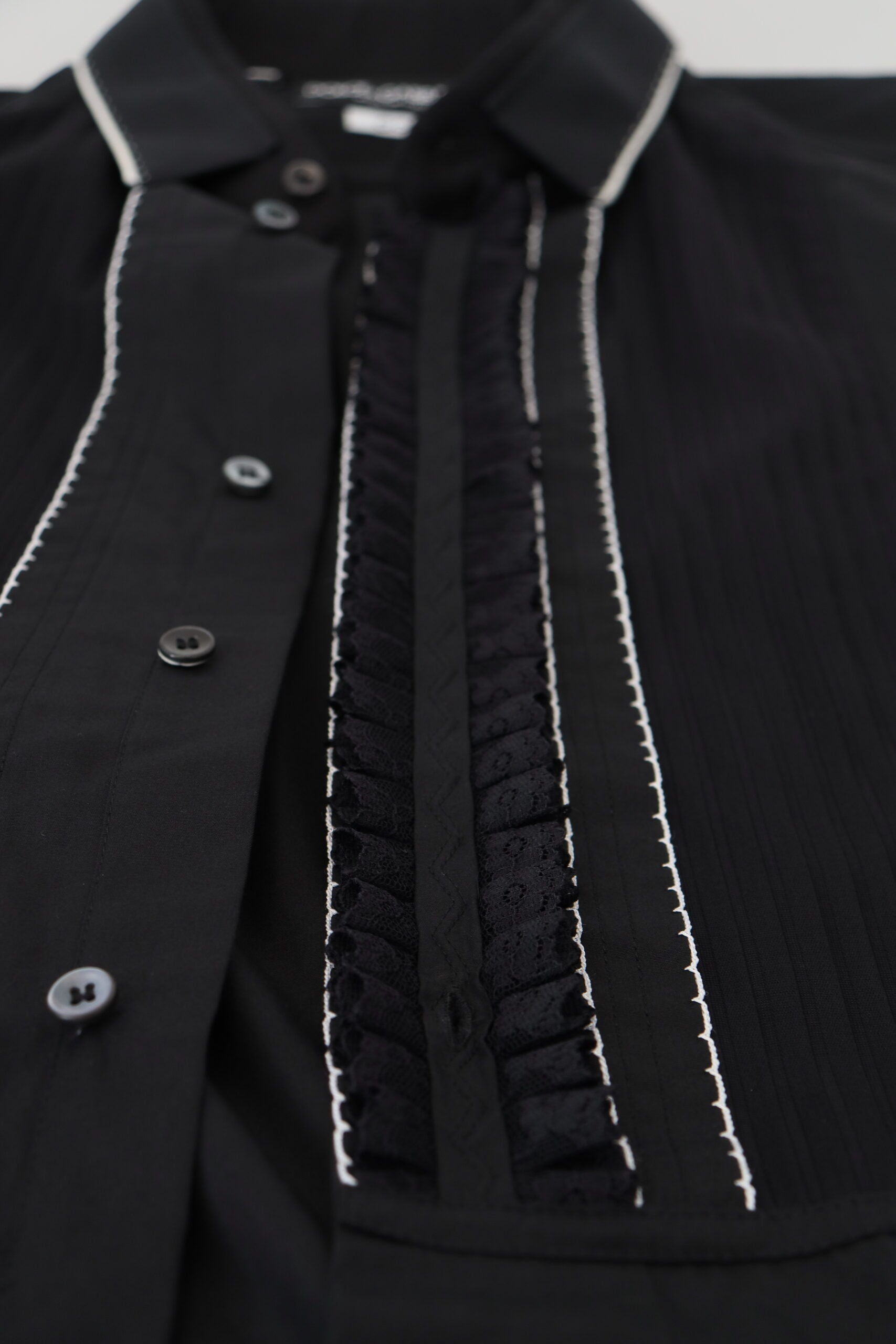 Dolce & Gabbana GOLD Schwarzes Smokinghemd aus Baumwolle