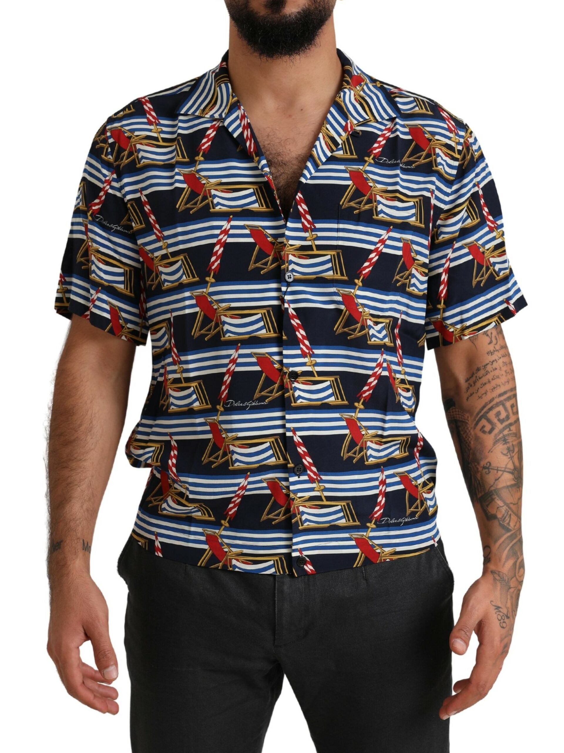 Dolce & Gabbana Multicolor Strandkorb Shirt mit kurzen Ärmeln