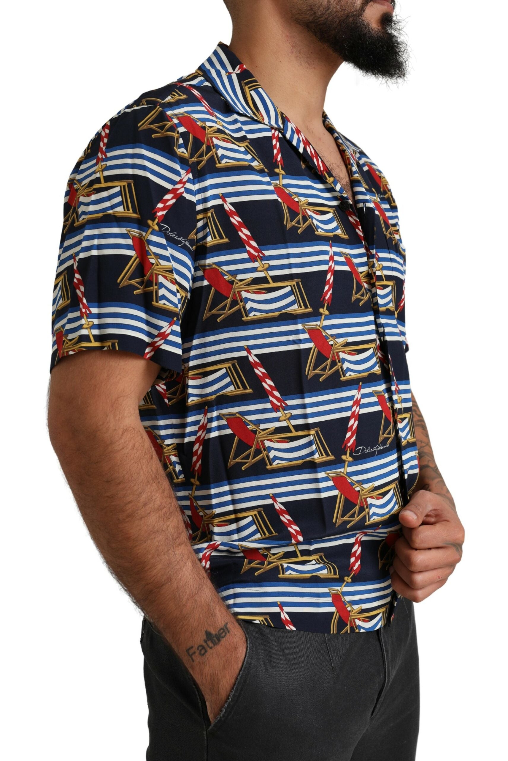 Dolce & Gabbana Multicolor Strandkorb Shirt mit kurzen Ärmeln