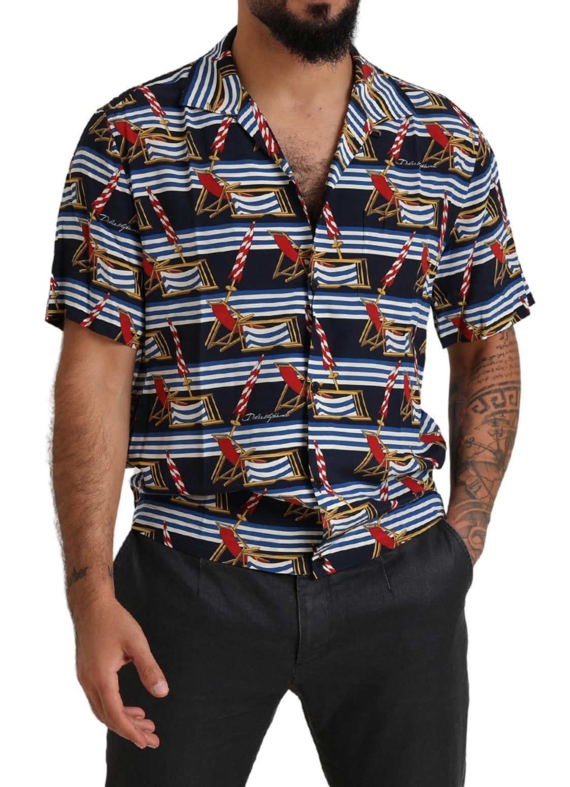 Dolce & Gabbana Multicolor Strandkorb Shirt mit kurzen Ärmeln