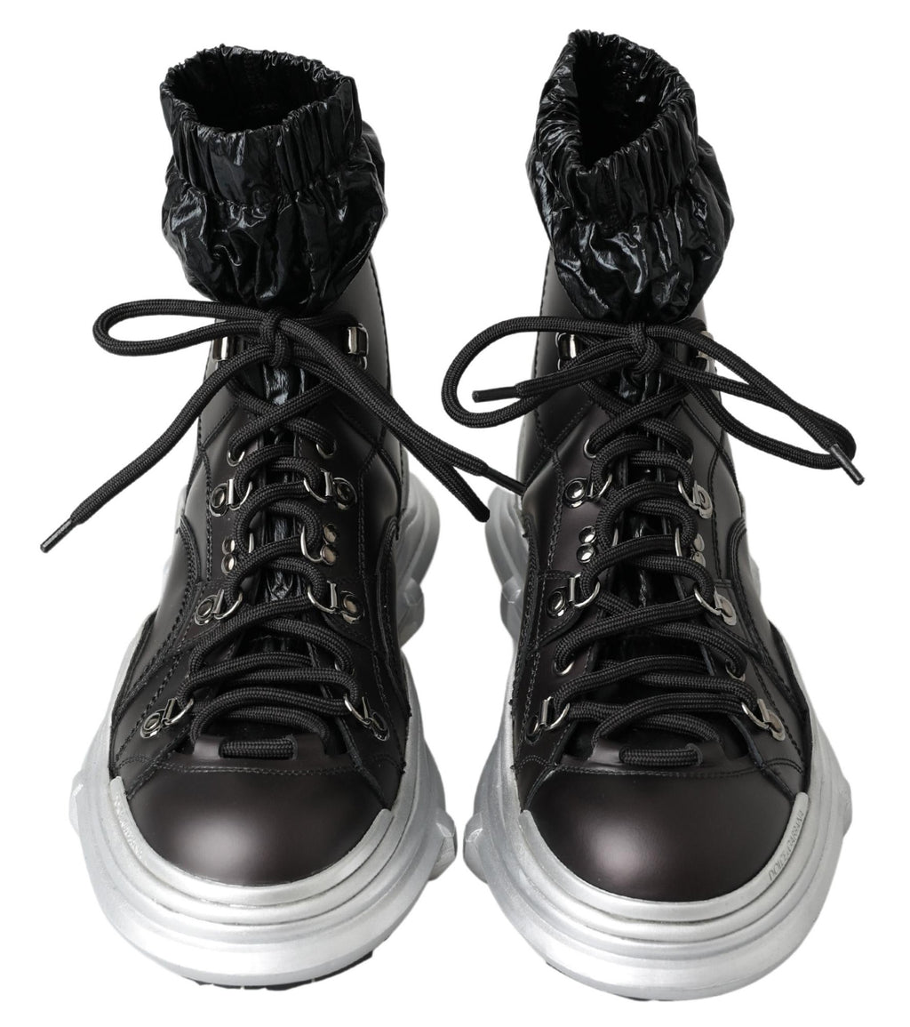 Dolce & Gabbana Schwarz Nylon Galileo High Top Turnschuhe Schuhe