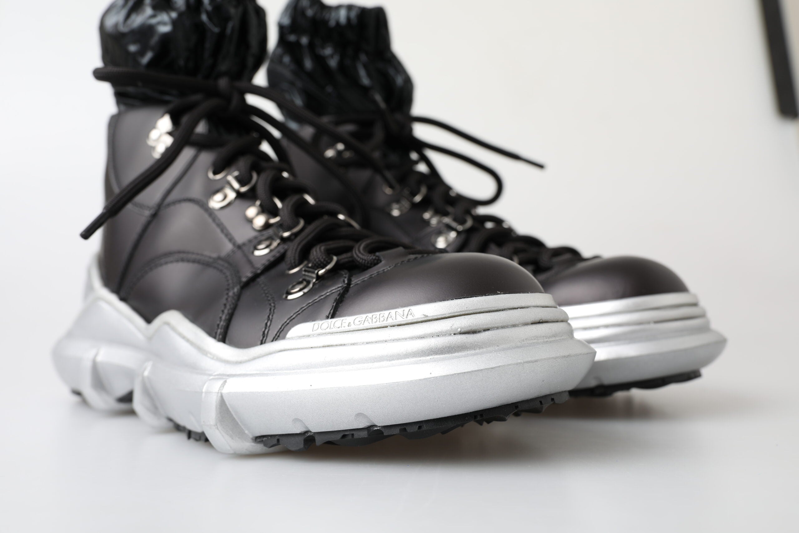 Dolce & Gabbana Schwarz Nylon Galileo High Top Turnschuhe Schuhe