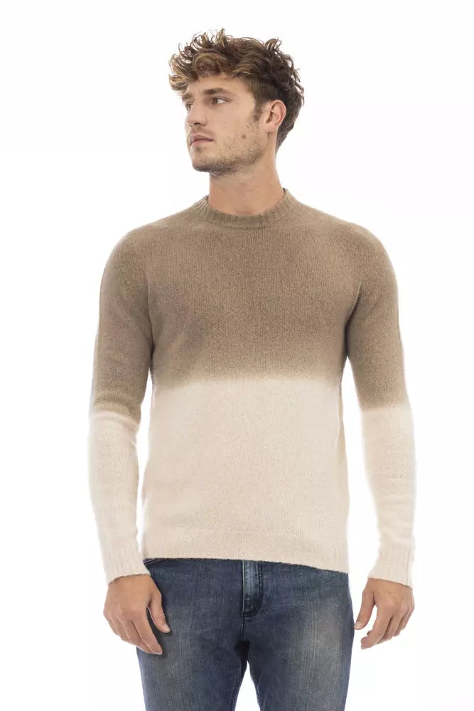 Alpha Studio Beiger Herren-Pullover aus Alpakawolle