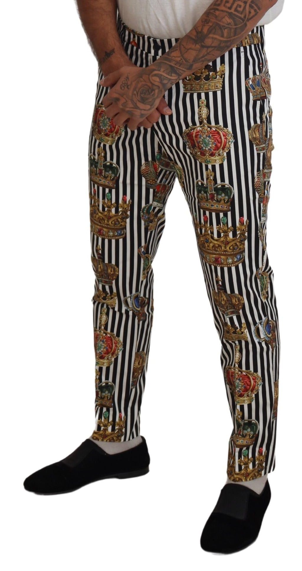Dolce & Gabbana Weiße Baumwoll-Stretch-Kronen-Hose