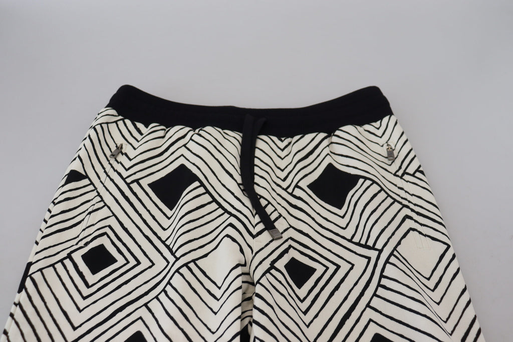 Dolce & Gabbana Schwarz-Weiß-Baumwollhosen Sporthosen