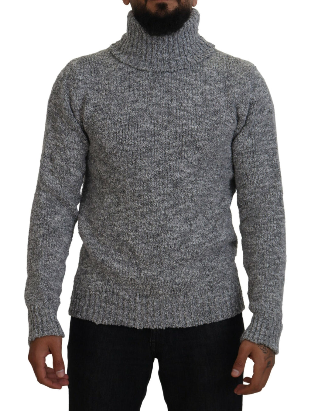 Dolce & Gabbana Grauer Wollstrick-Rollkragenpullover