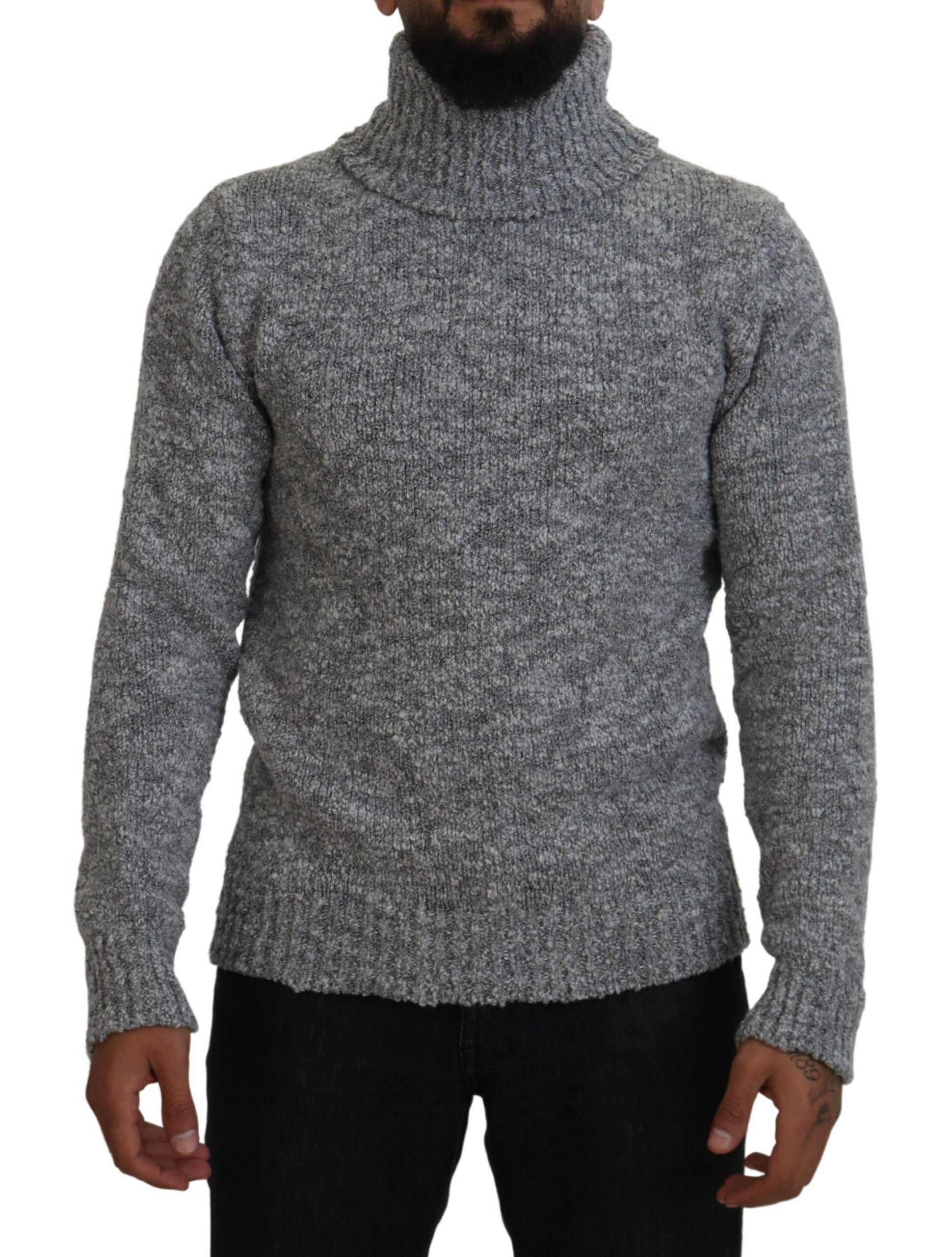 Dolce & Gabbana Grauer Wollstrick-Rollkragenpullover