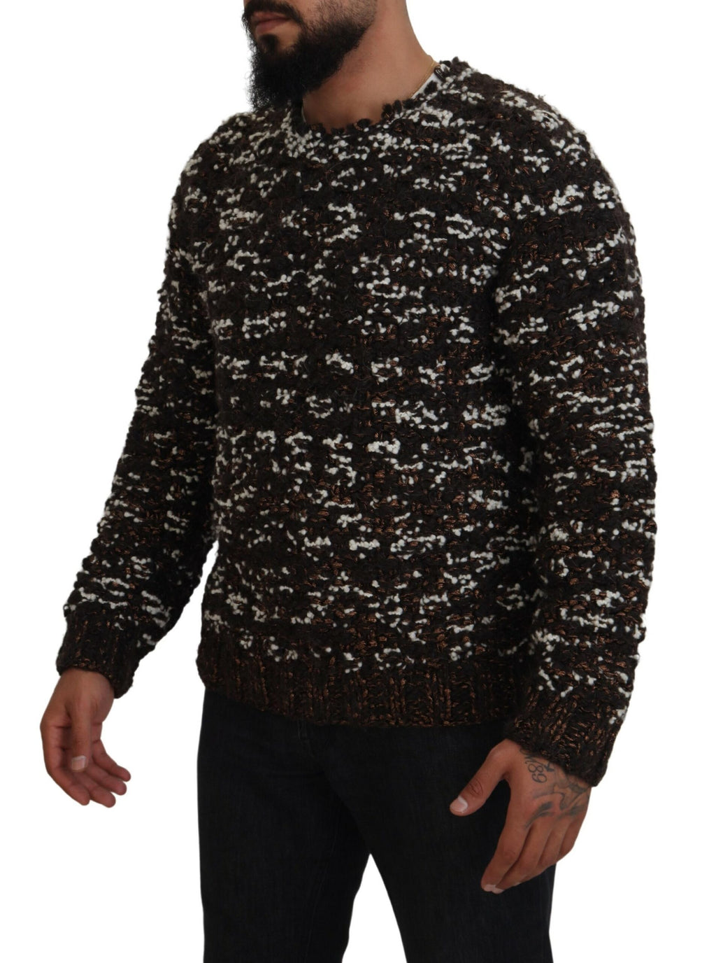 Dolce & Gabbana Brauner Pullover aus gestrickter Wolle Fatto A Mano