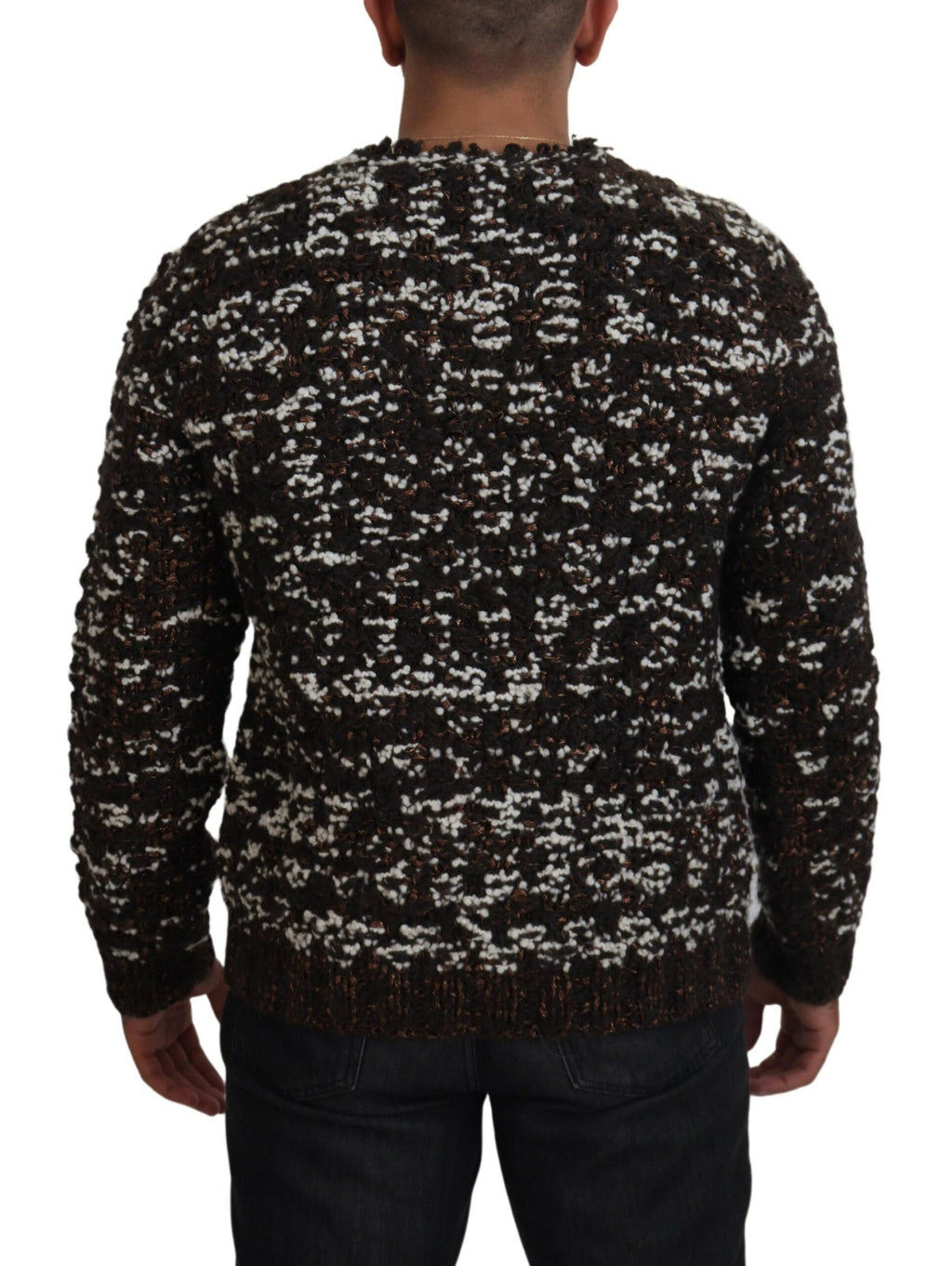 Dolce & Gabbana Brauner Pullover aus gestrickter Wolle Fatto A Mano
