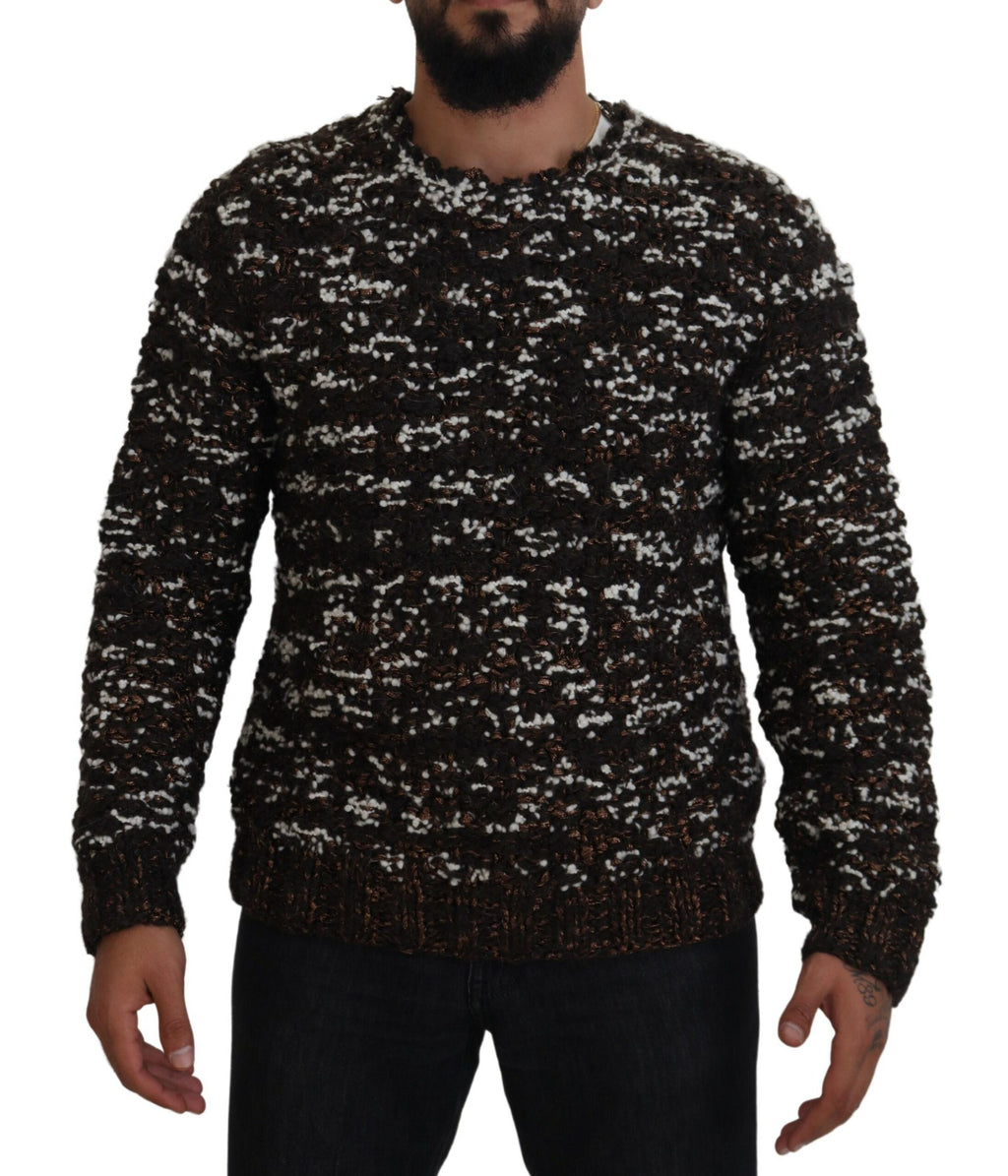 Dolce & Gabbana Brauner Pullover aus gestrickter Wolle Fatto A Mano