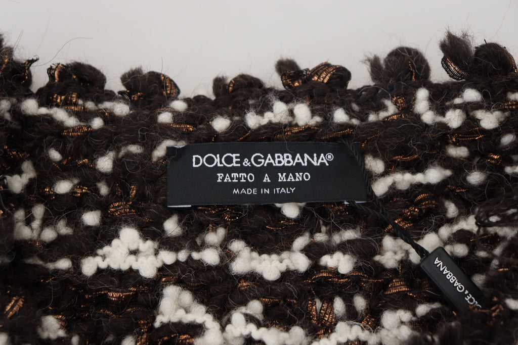 Dolce & Gabbana Brauner Pullover aus gestrickter Wolle Fatto A Mano