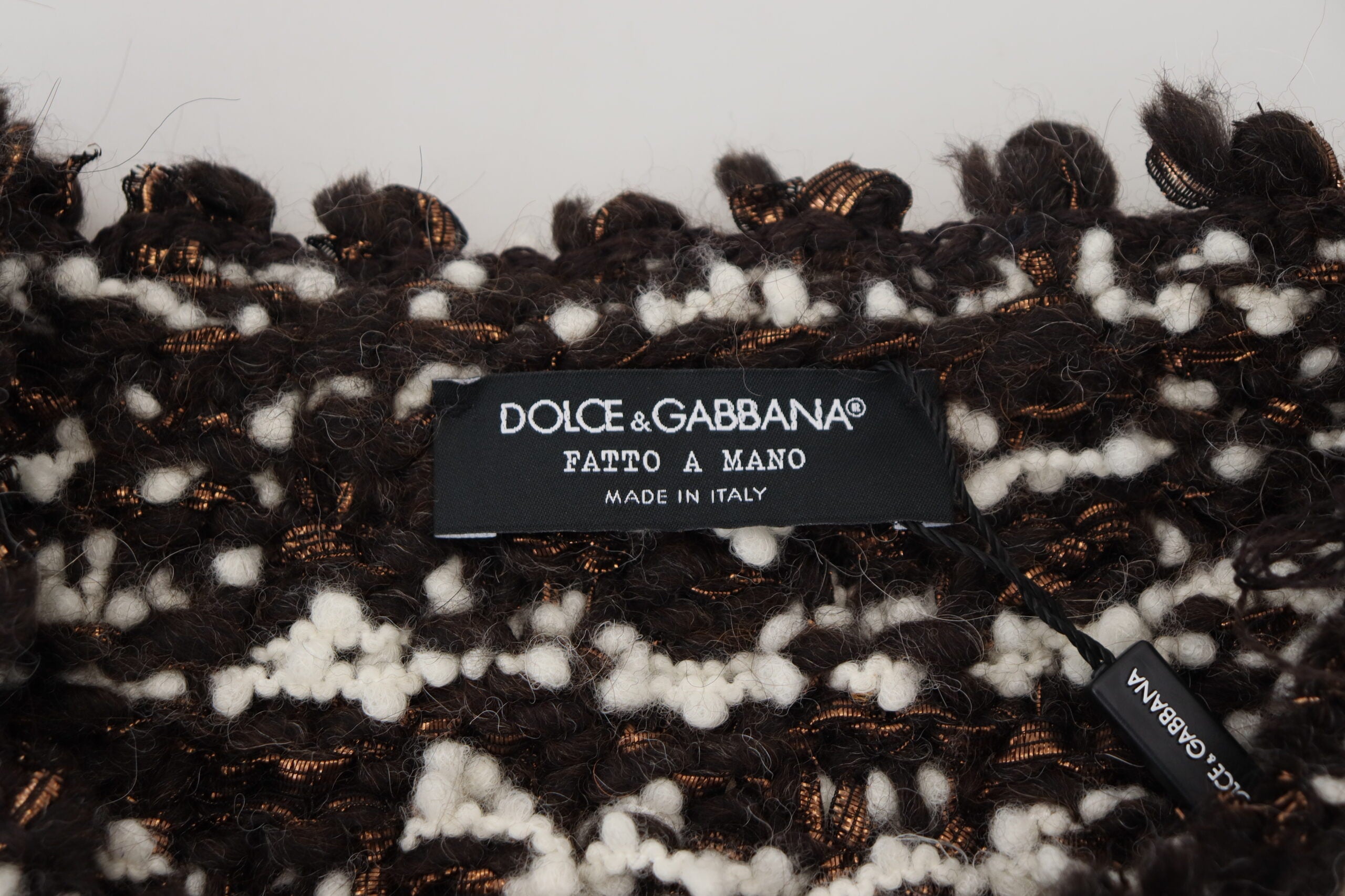 Dolce & Gabbana Brauner Pullover aus gestrickter Wolle Fatto A Mano