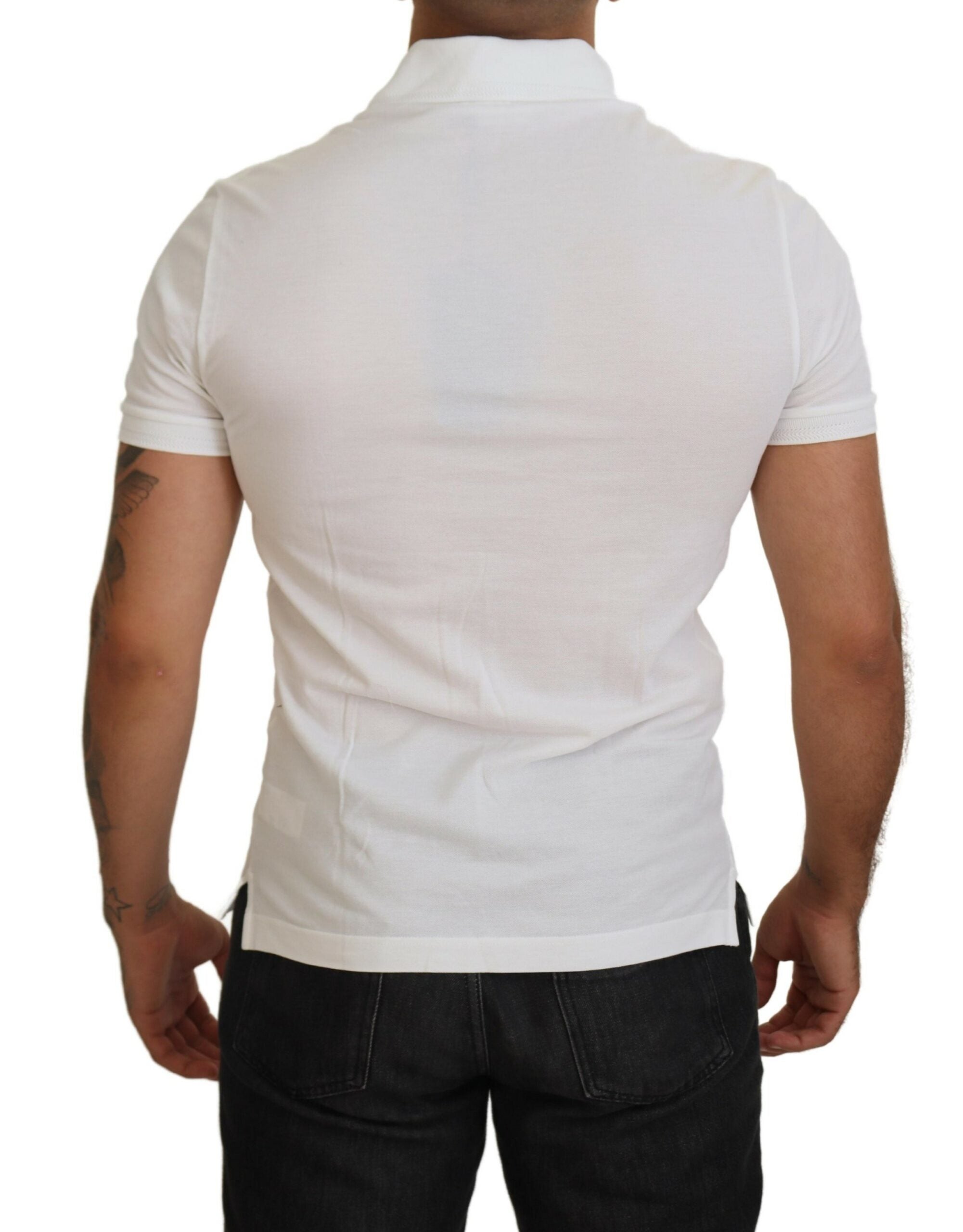 Dolce & Gabbana Weißes Logo-Polo-T-Shirt aus Baumwolle mit kurzen Ärmeln