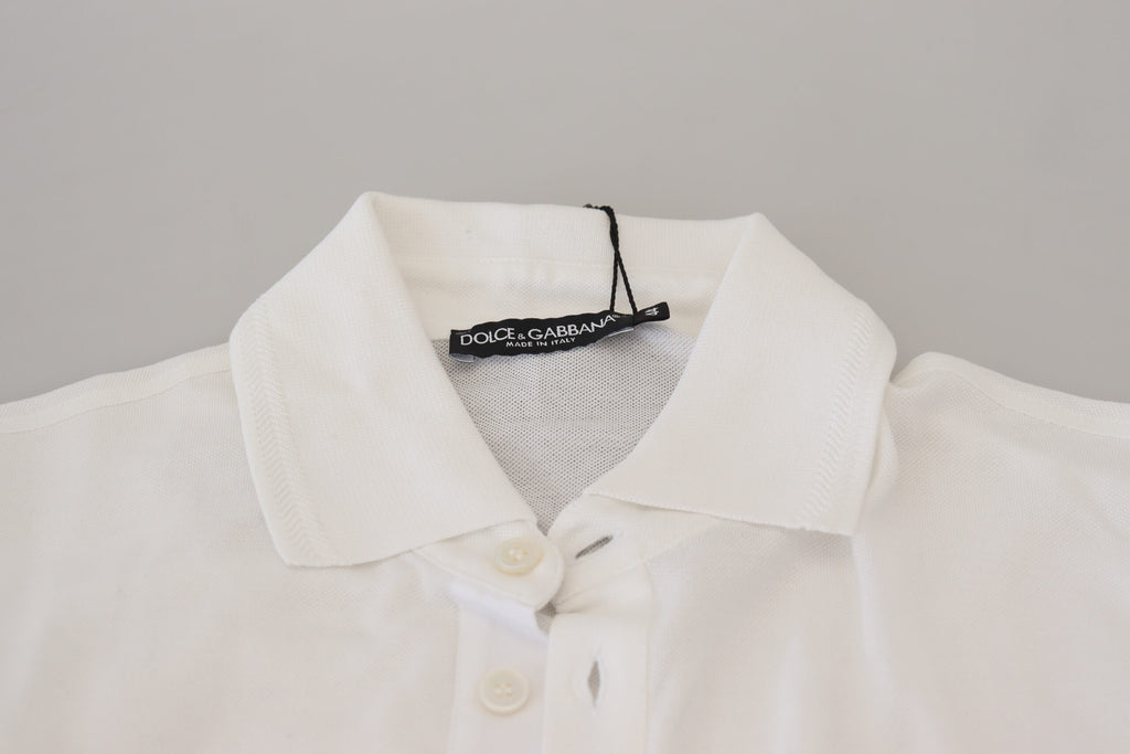 Dolce & Gabbana Weißes Logo-Polo-T-Shirt aus Baumwolle mit kurzen Ärmeln