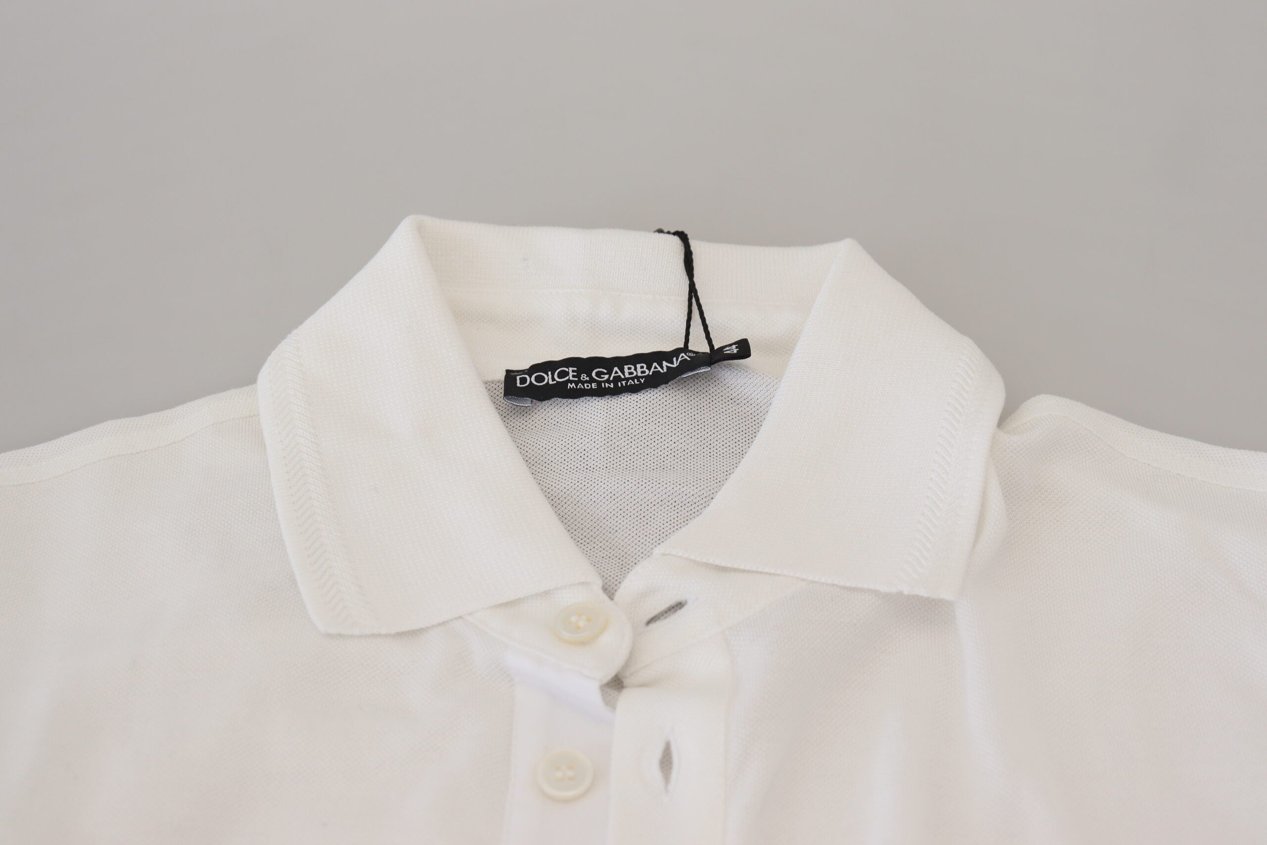 Dolce & Gabbana Weißes Logo-Polo-T-Shirt aus Baumwolle mit kurzen Ärmeln